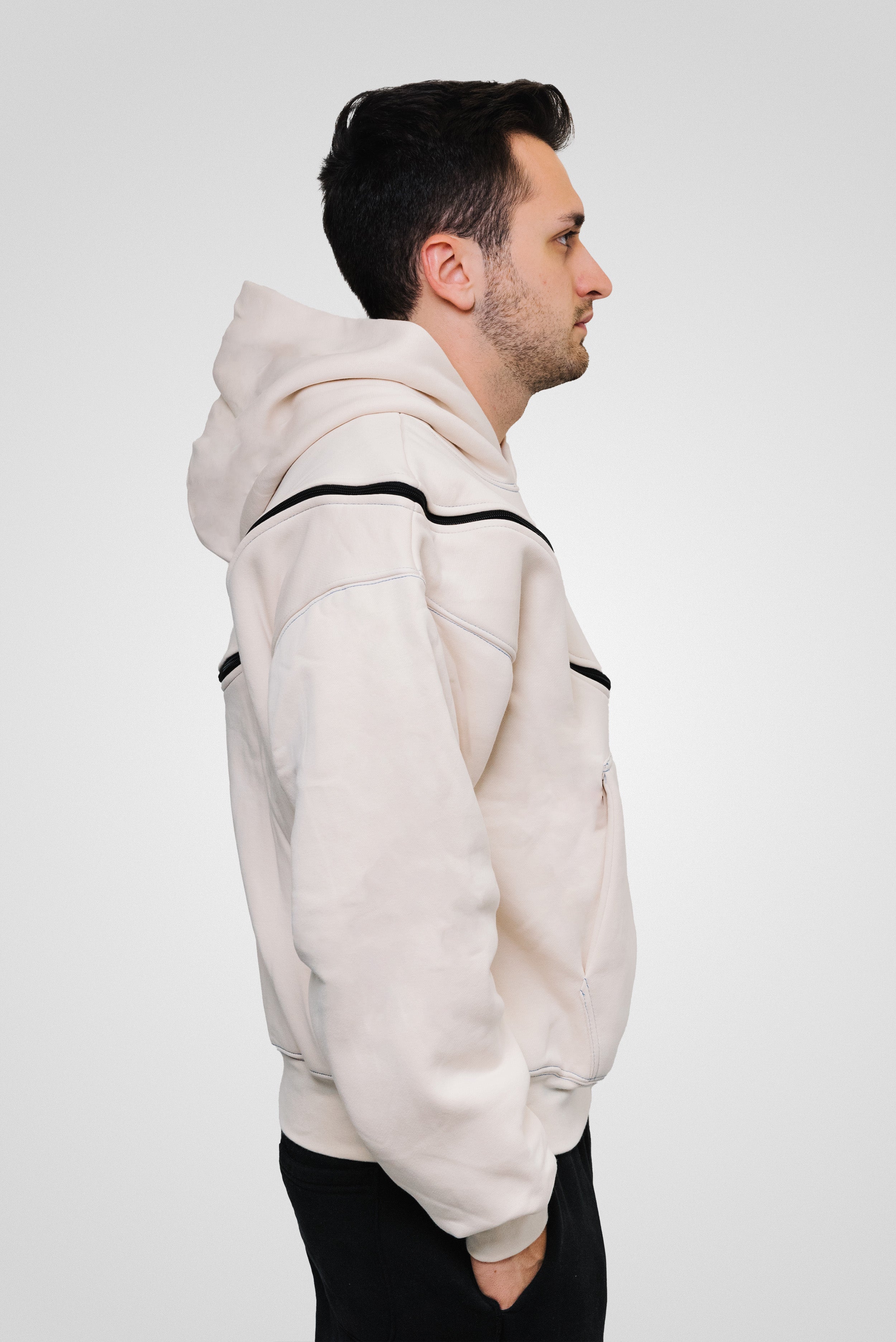 FUSION ZIP PERFECT HOODIE CREAM - ALESSIO GIFFI