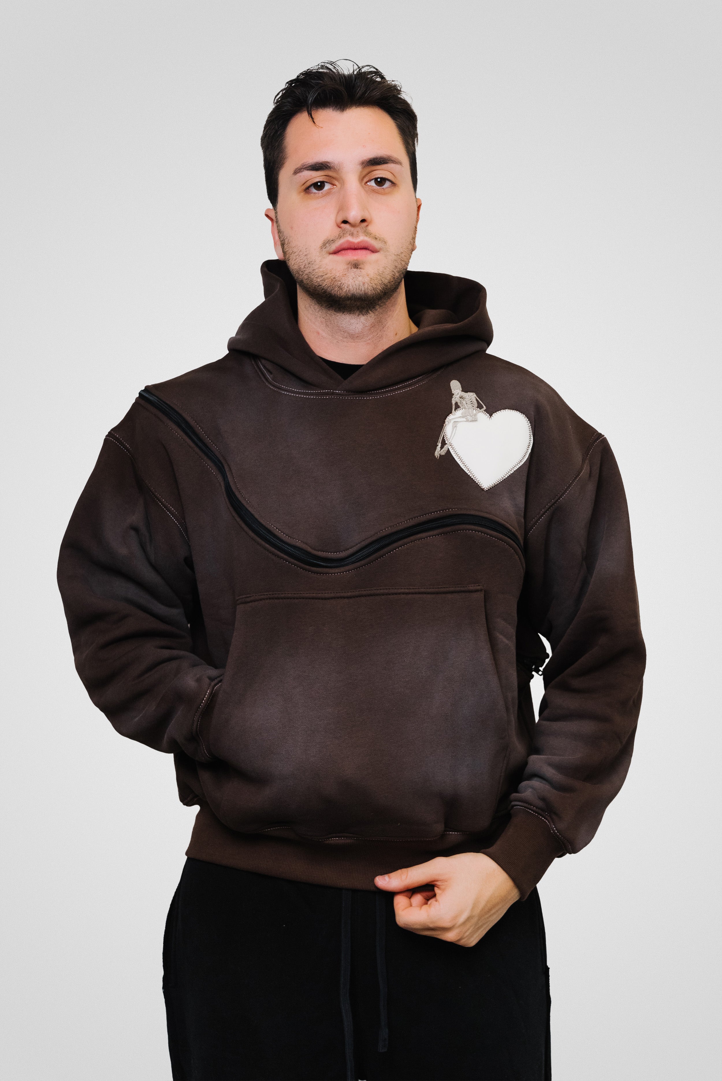 FUSION ZIP PERFECT HOODIE BROWN - ALESSIO GIFFI