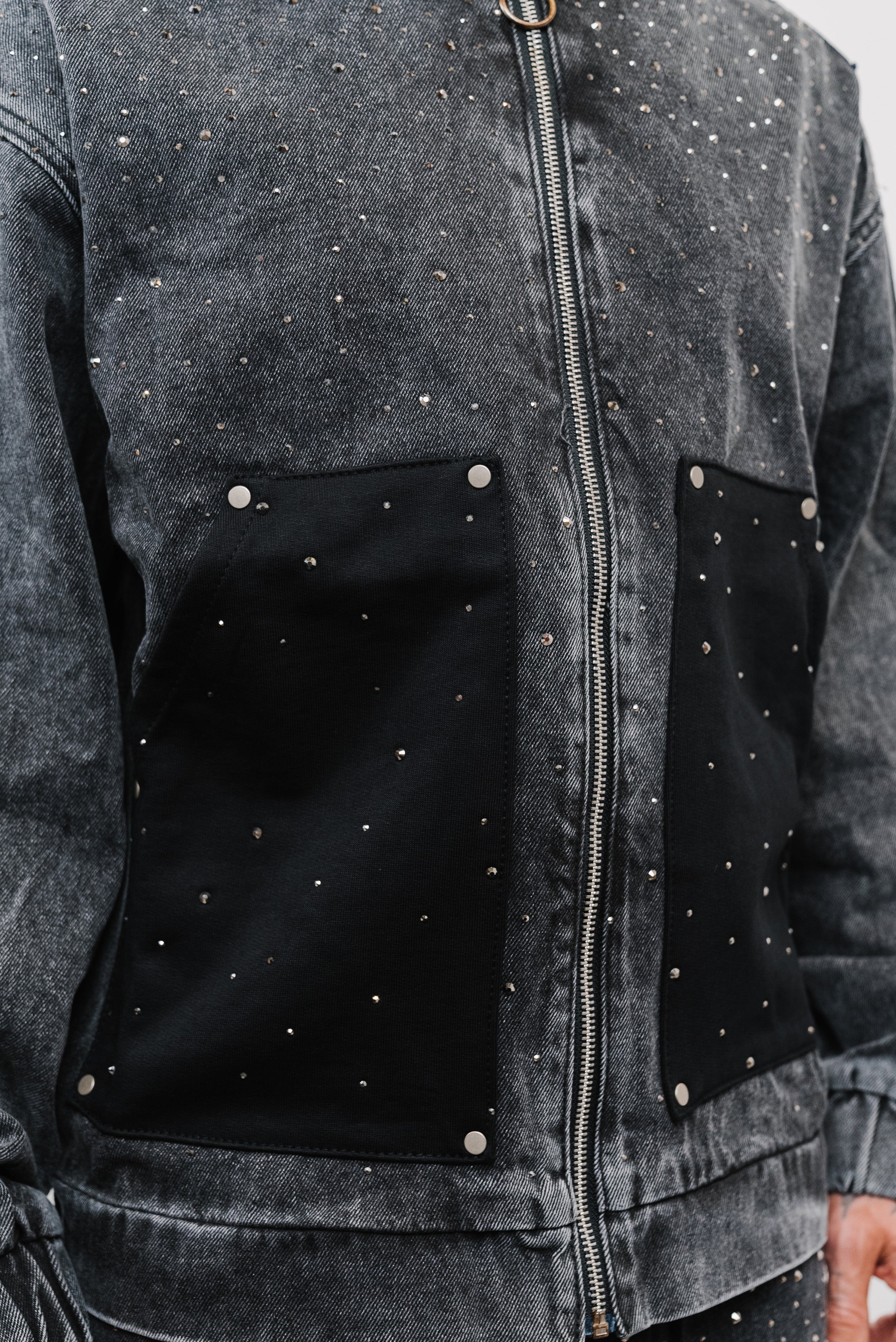 SPARCKLY DENIM SLAVED BLACK SUIT - Shoebuya Design
