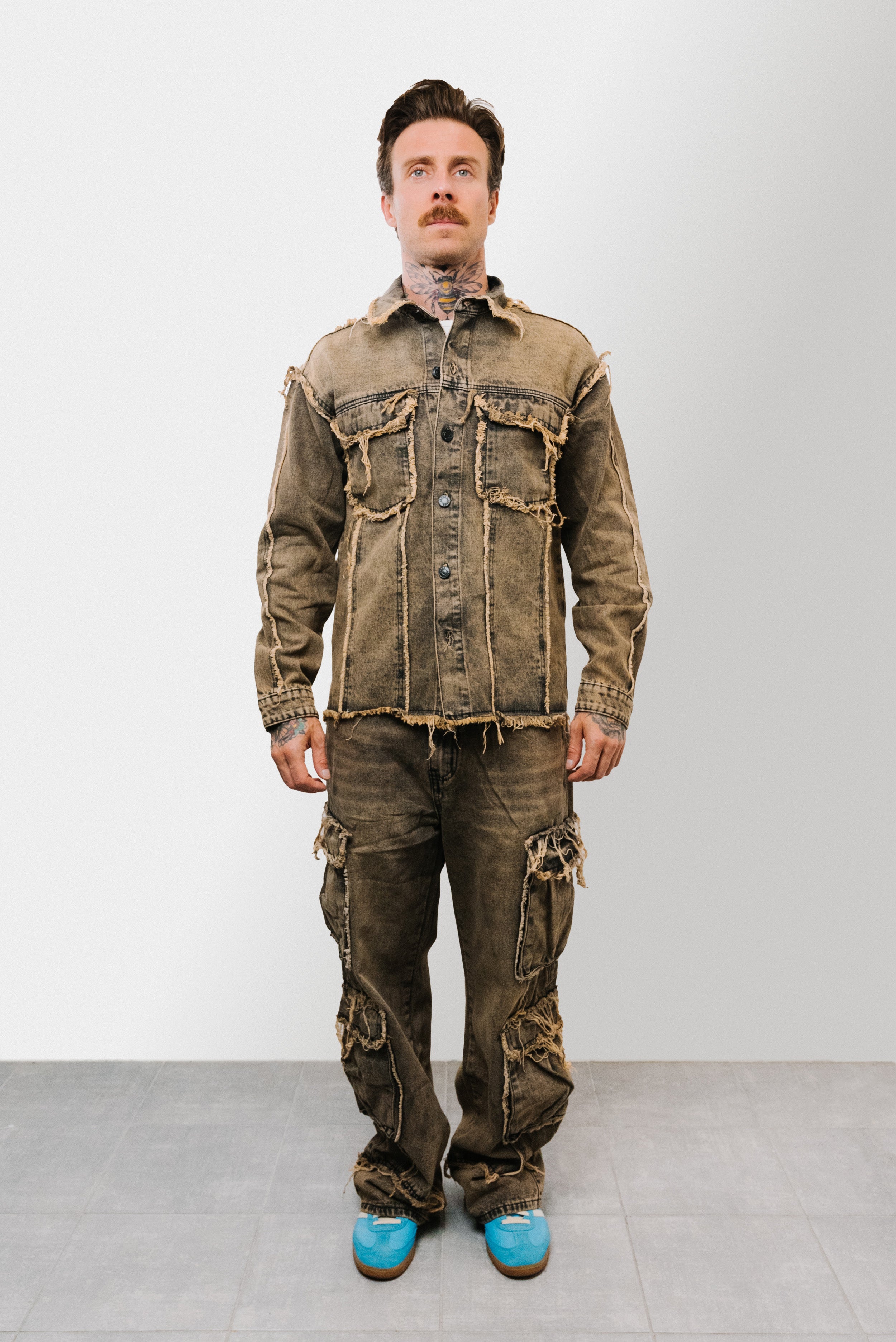 RIPPED BROWN DENIM SUIT JEANS - Replacement Brand