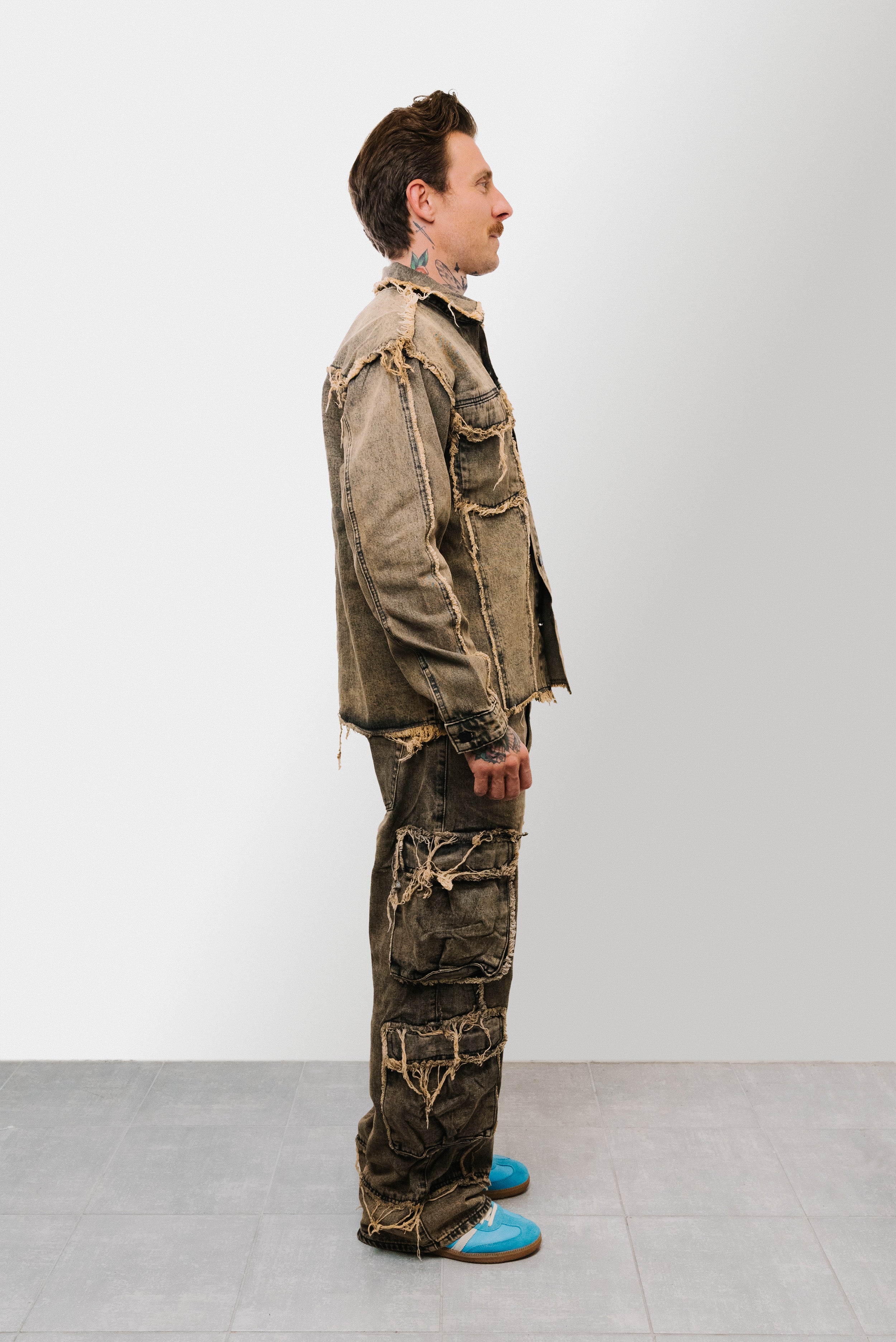 RIPPED BROWN DENIM SUIT JEANS - Replacement Brand