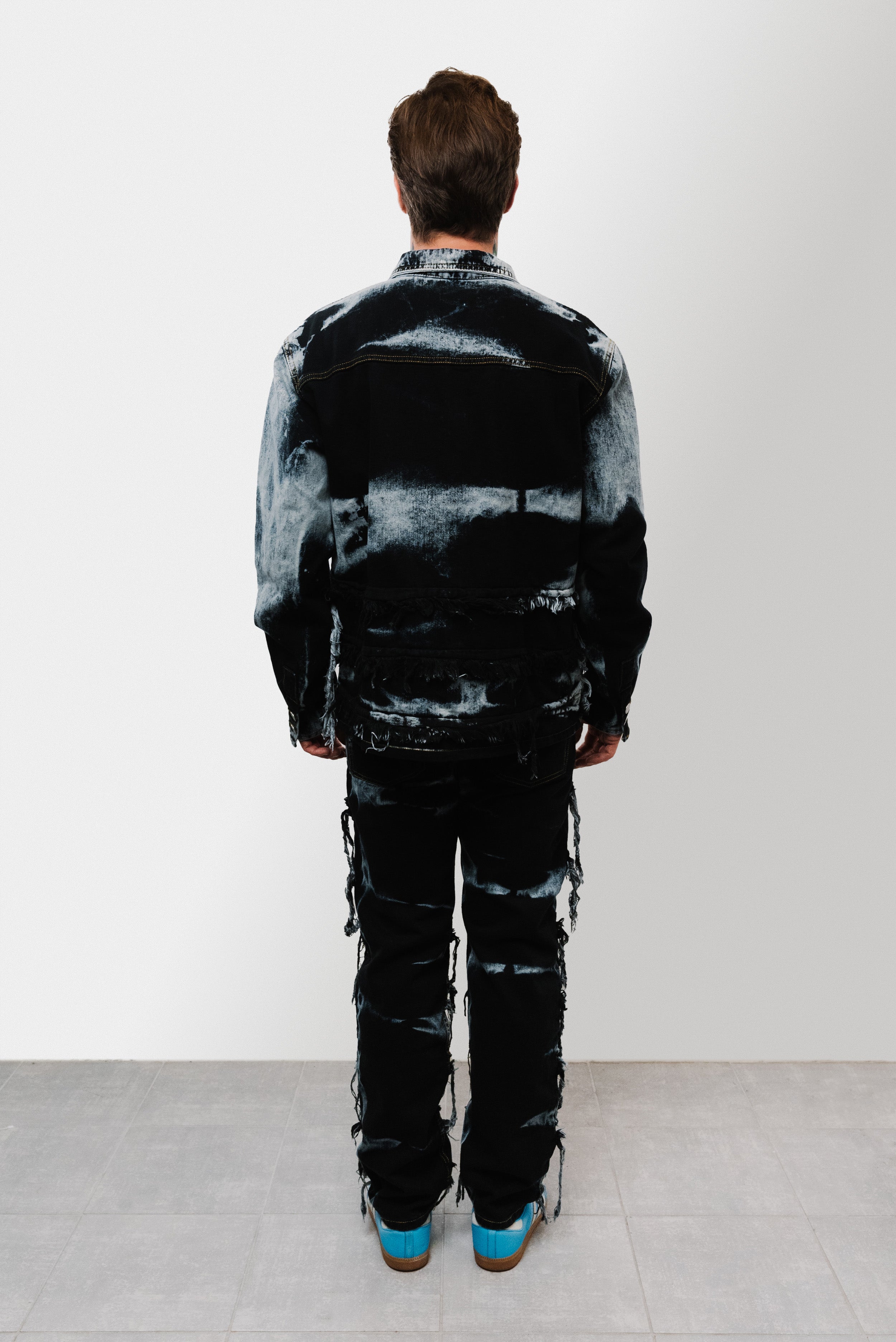 SLAVED RIPPED BLACK JACKET+JEANS SUIT - Shoebuya Design
