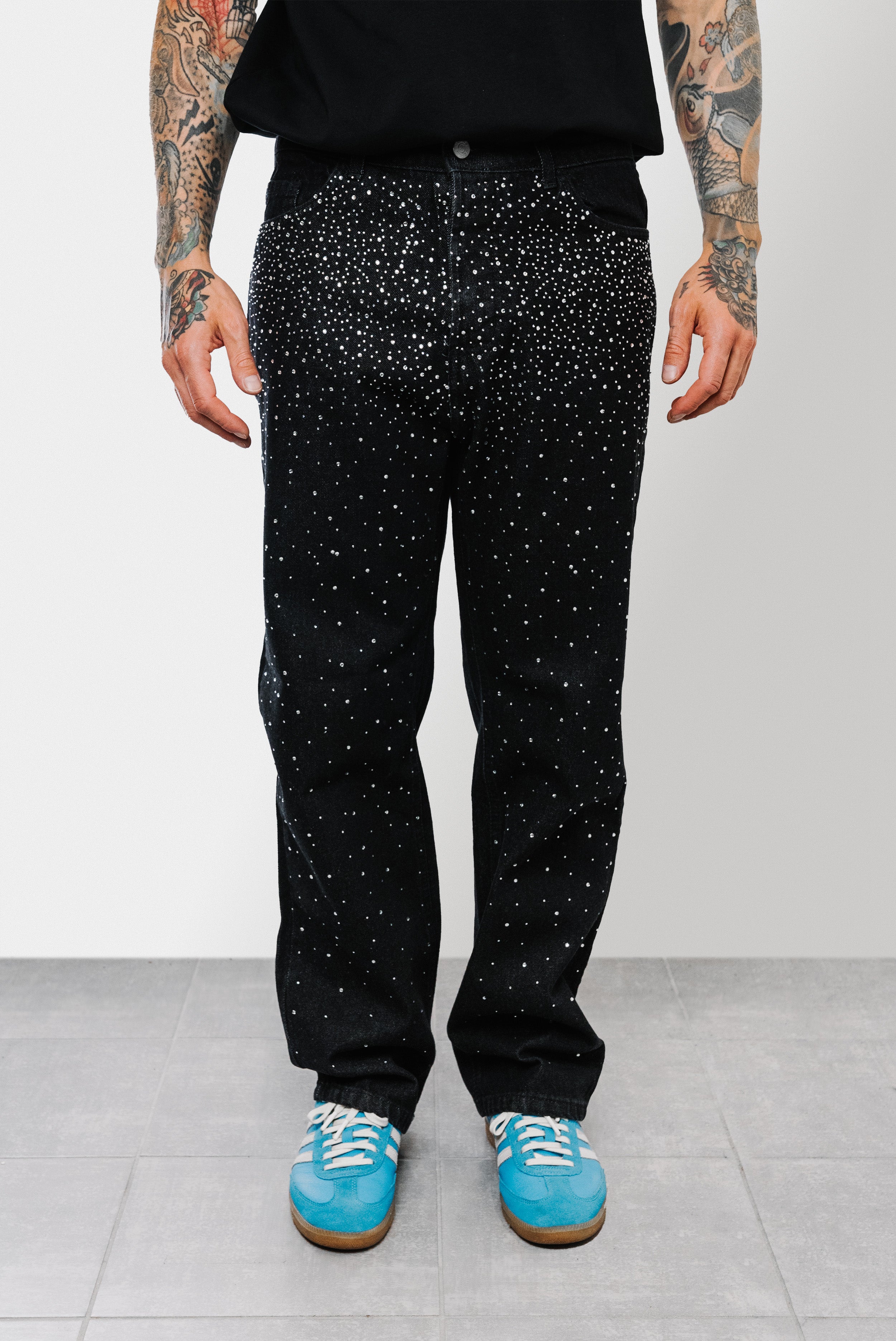SPARKLY DENIM BLACK JEANS  - Shoebuya Brand