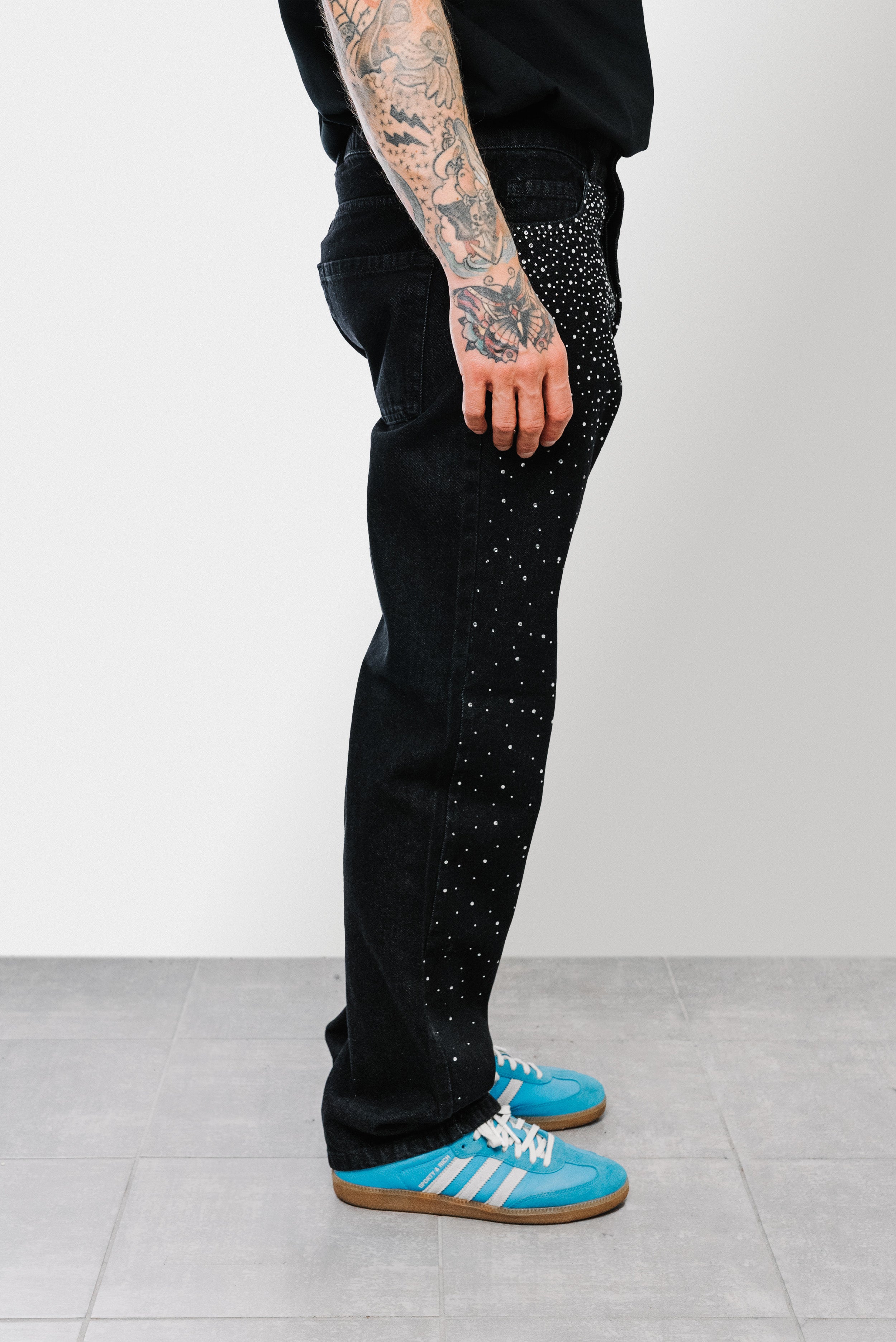 SPARKLY DENIM BLACK JEANS  - Shoebuya Brand