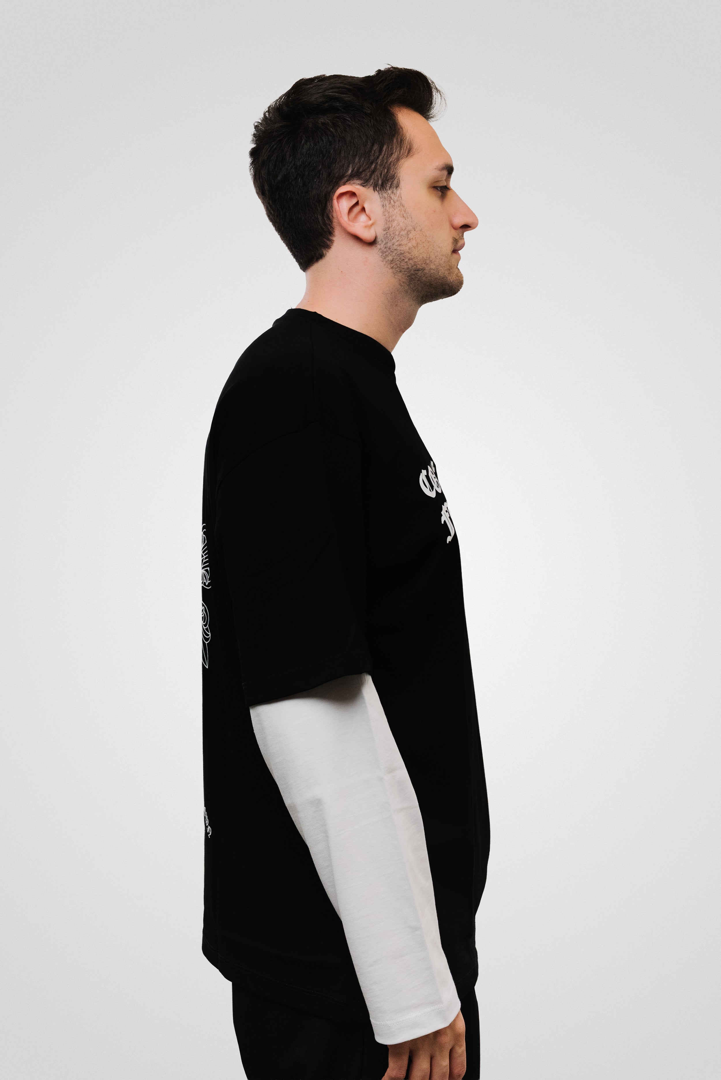LOGO LONGSLEEVE BLACK/WHITE  - Comme Des Fuckdown