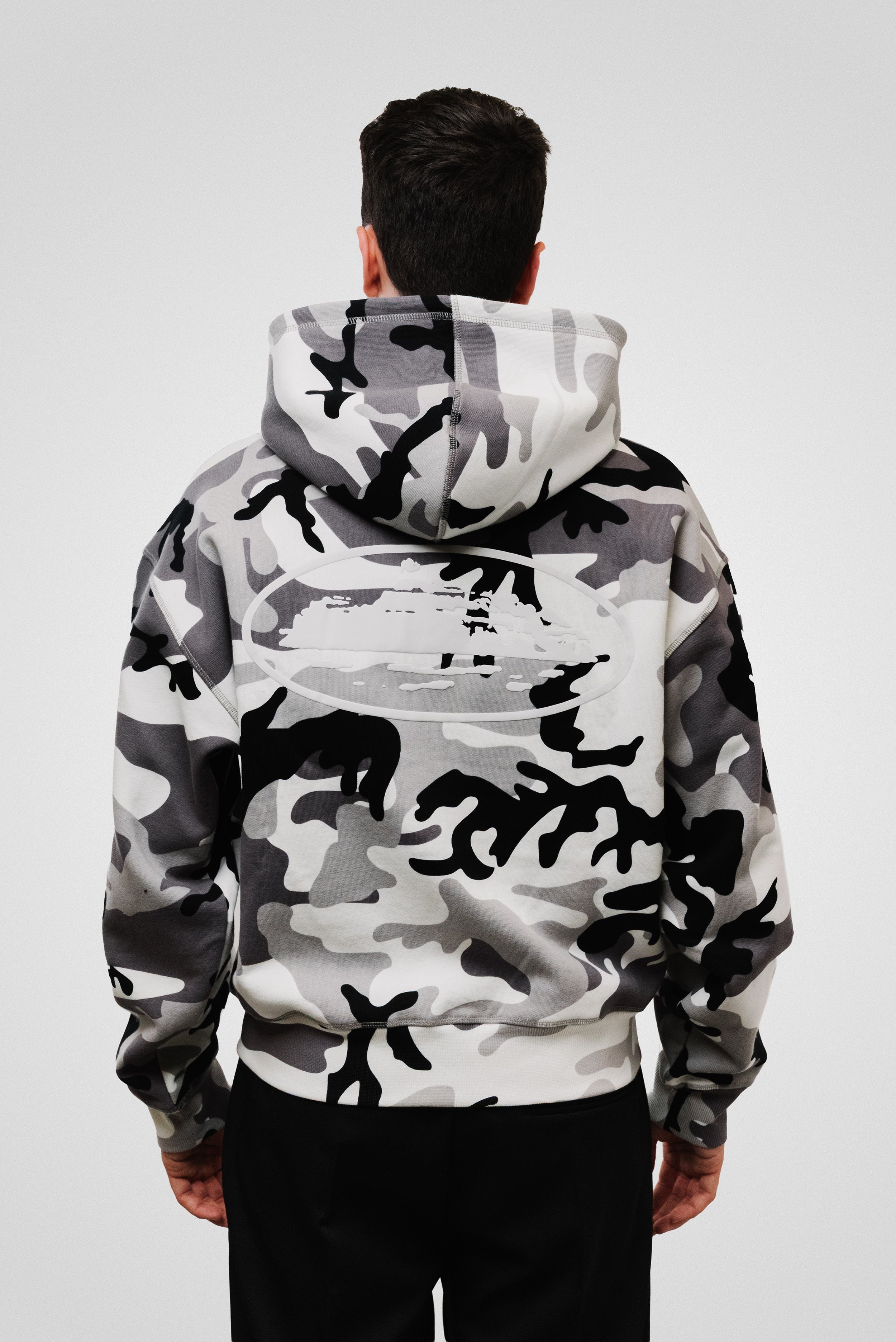 CORTEIZ ISLAND PUFF PRINT ZIP HOODIE CAMO GREY