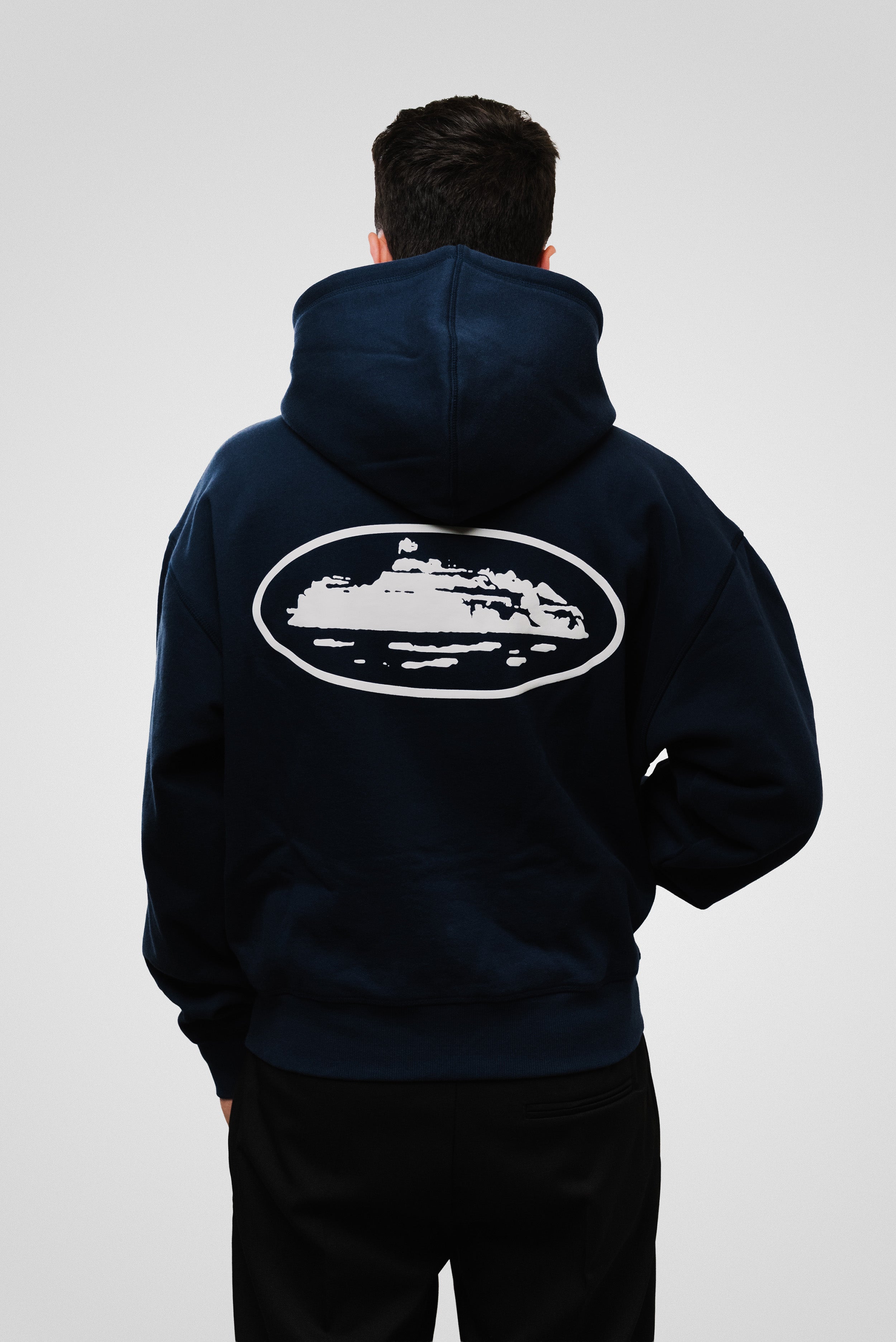 CORTEIZ ISLAND PUFF PRINT ZIP HOODIE BLUE NAVY