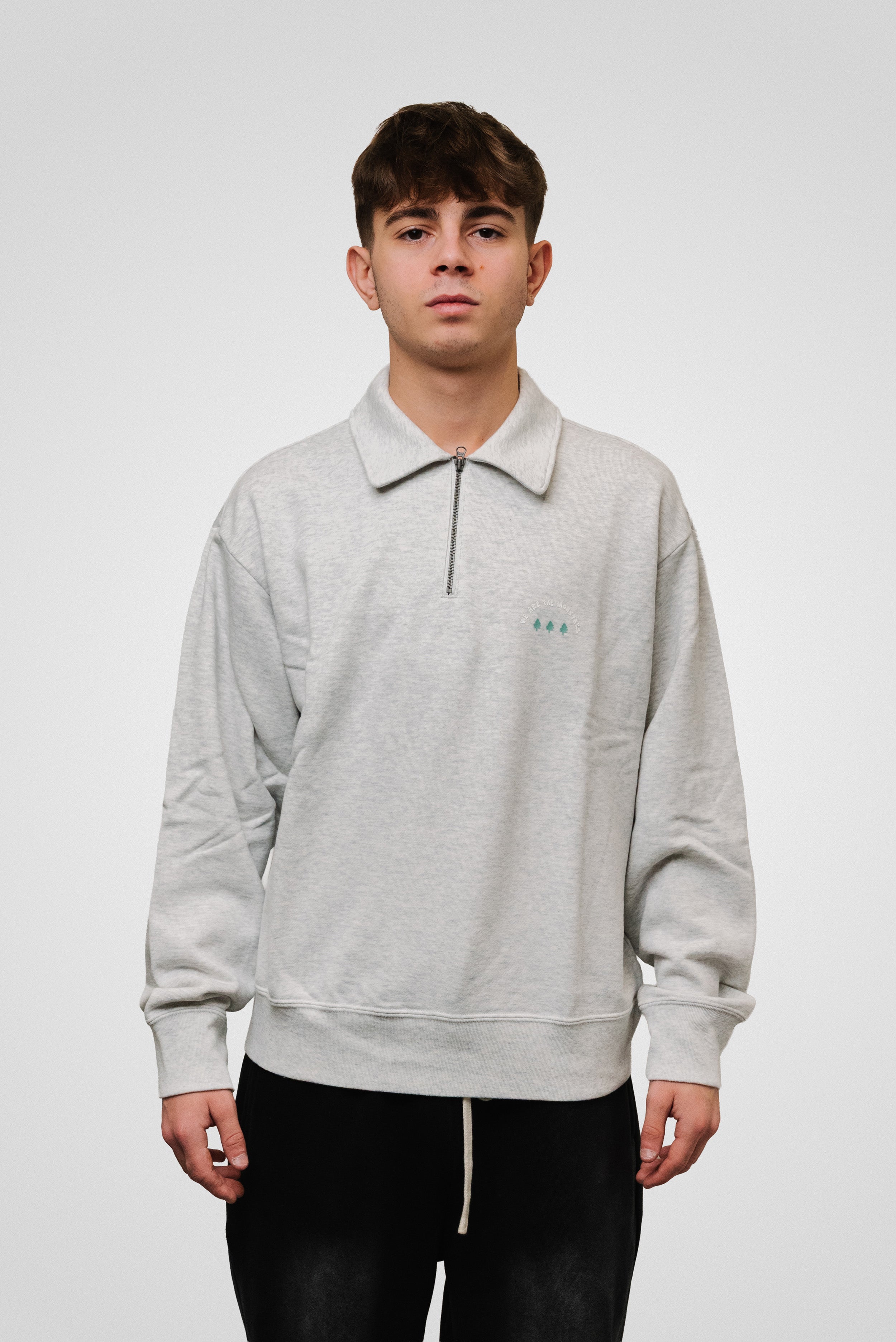 QUARTER ZIP HOODIE UNIQLO X POP MART LABUBU GREY