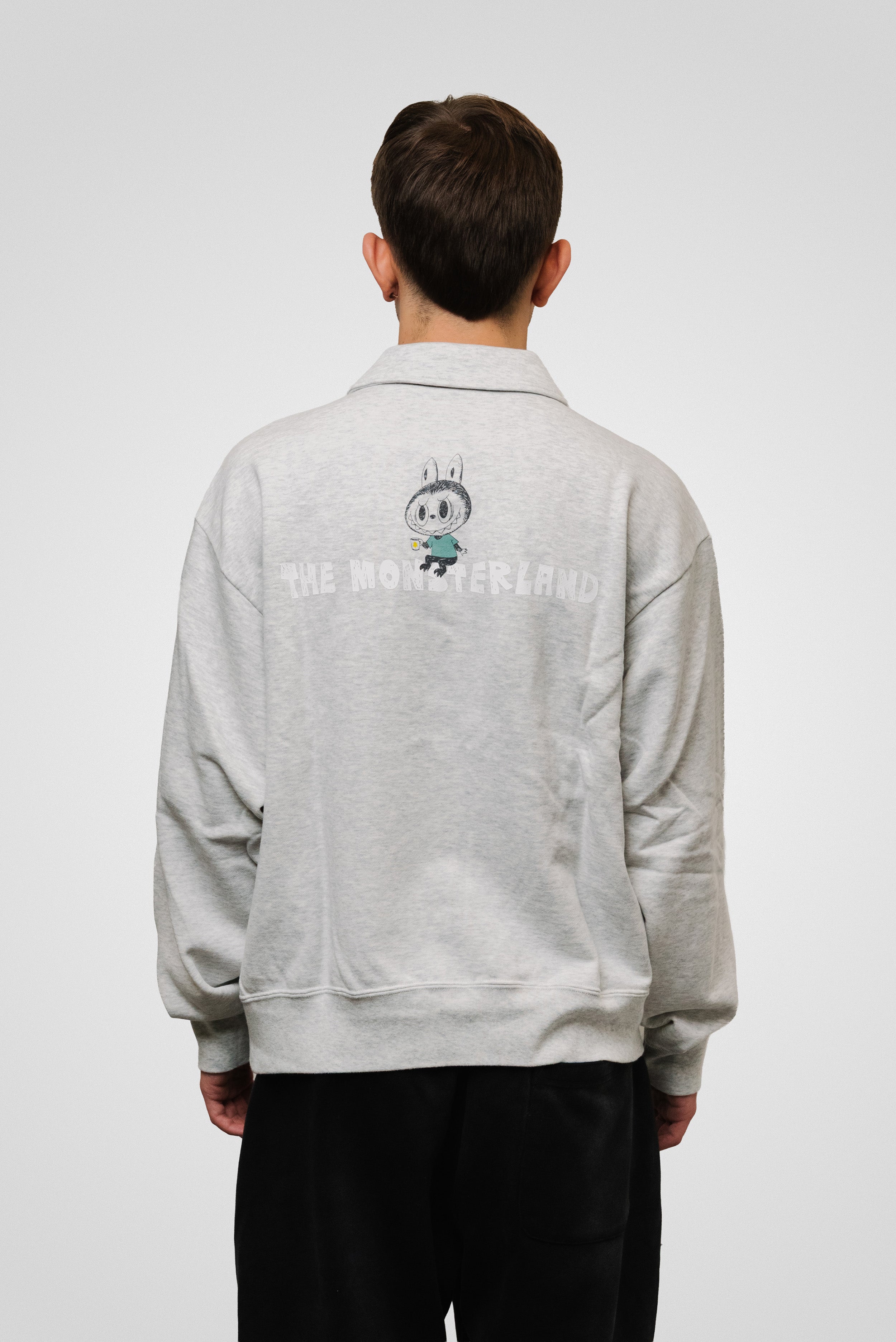 QUARTER ZIP HOODIE UNIQLO X POP MART LABUBU GREY