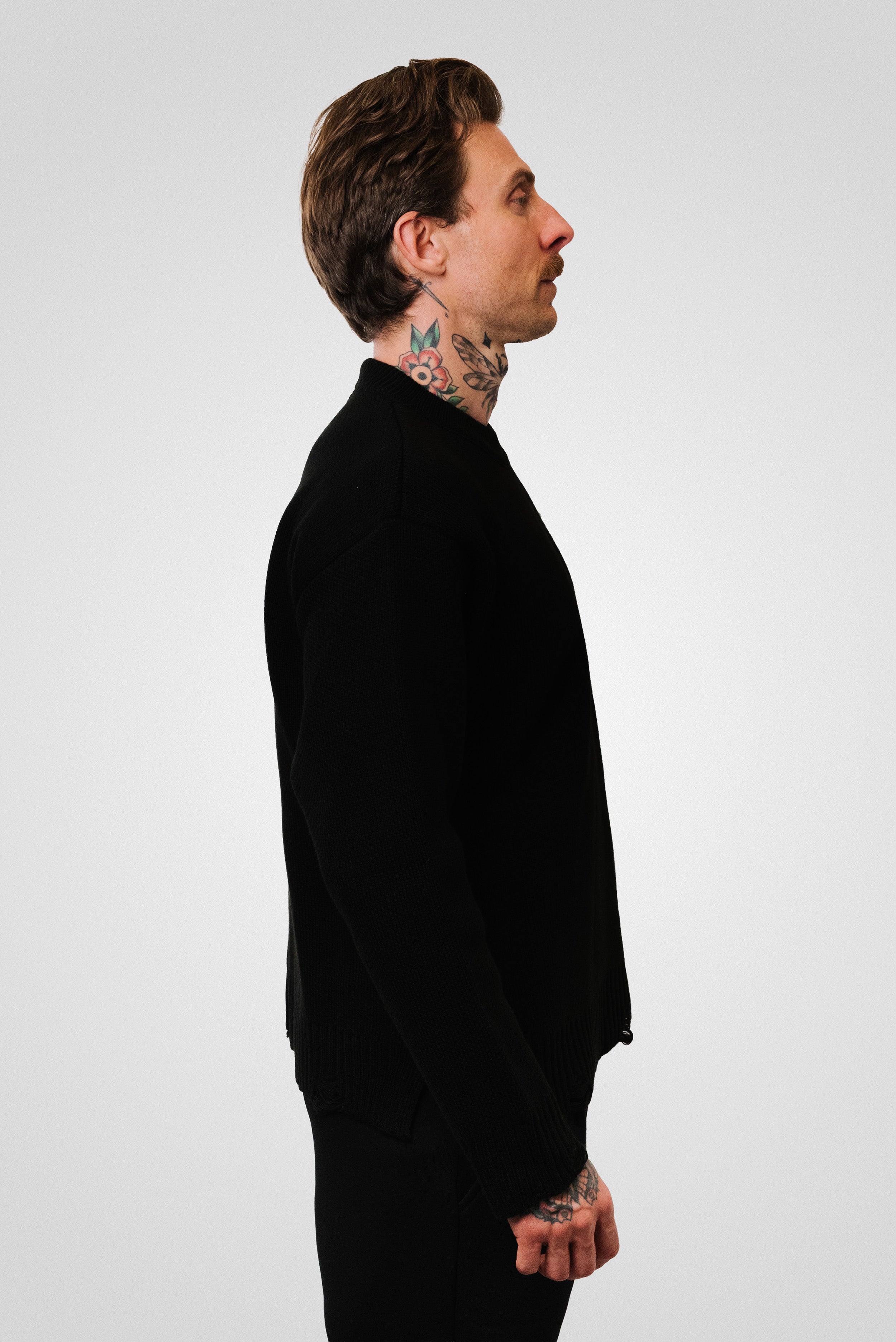 E EMBROIDERED BLACK SWEATER  - TheDoubleE