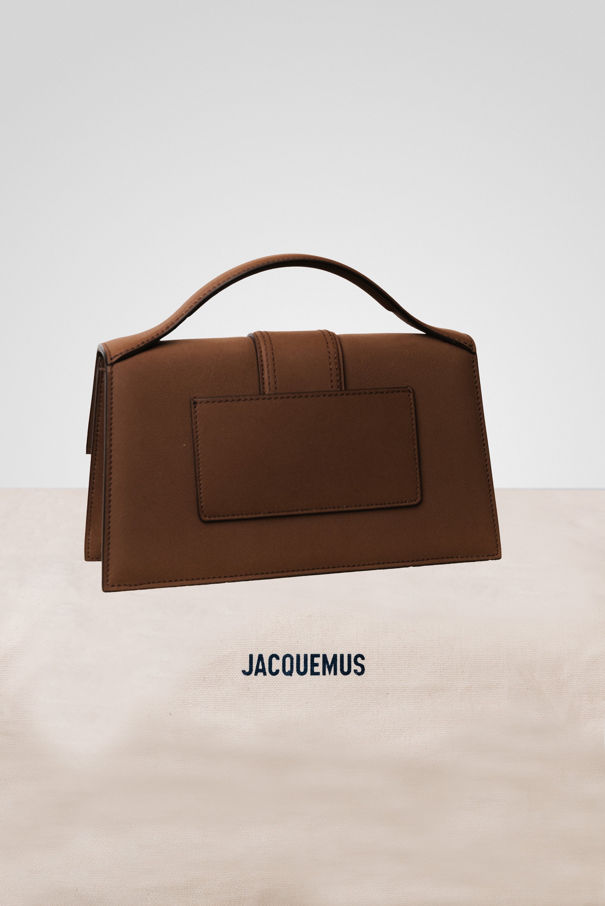JACQUEMUS LE GRAND BAMBINO CROSSBODY FLAP BAG SUEDE BROWN
