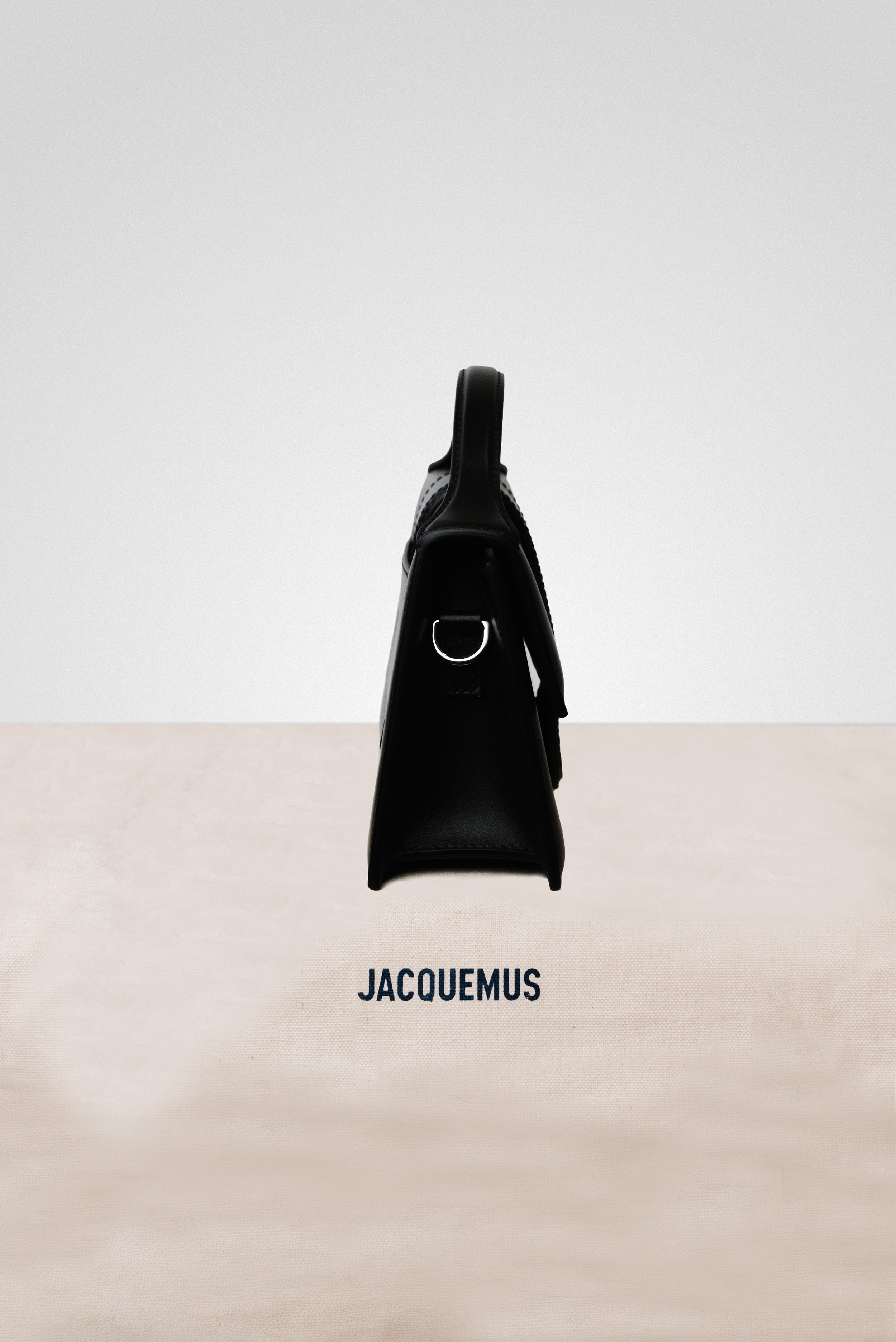 JACQUEMUS LE GRAND BAMBINO CROSSBODY FLAP BAG BLACK SILVER