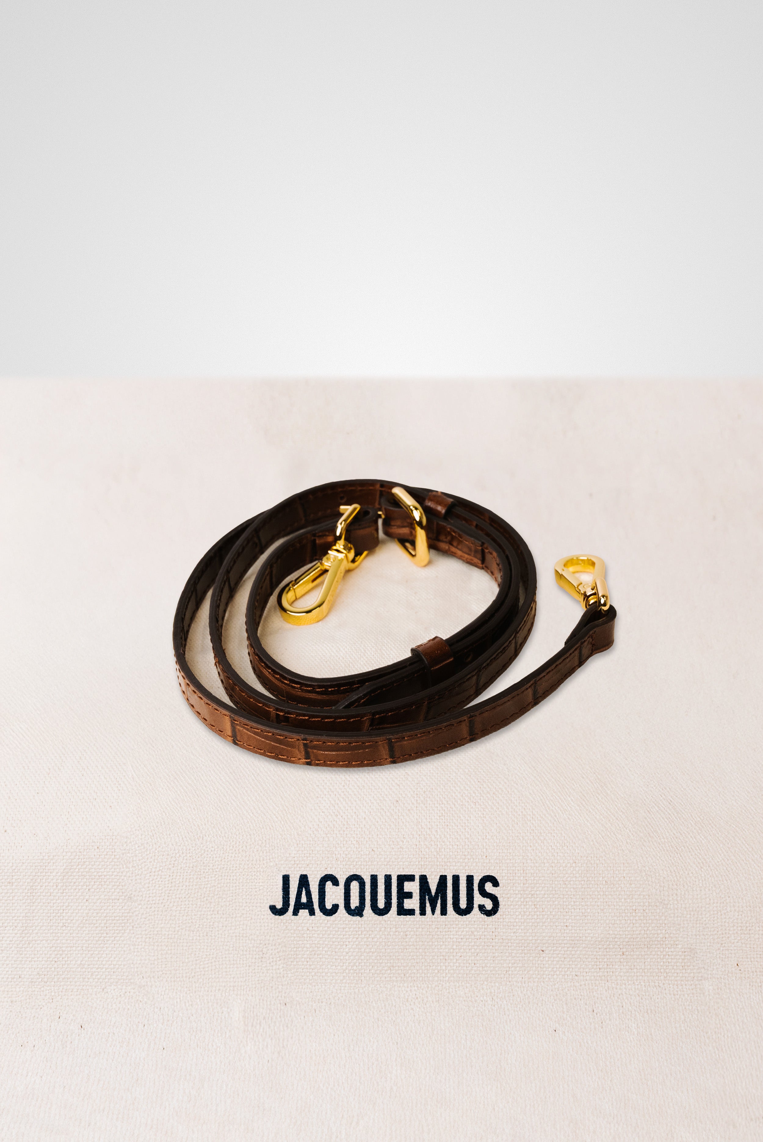 JACQUEMUS LE GRAND BAMBINO CROSSBODY FLAP BAG CROCO BROWN