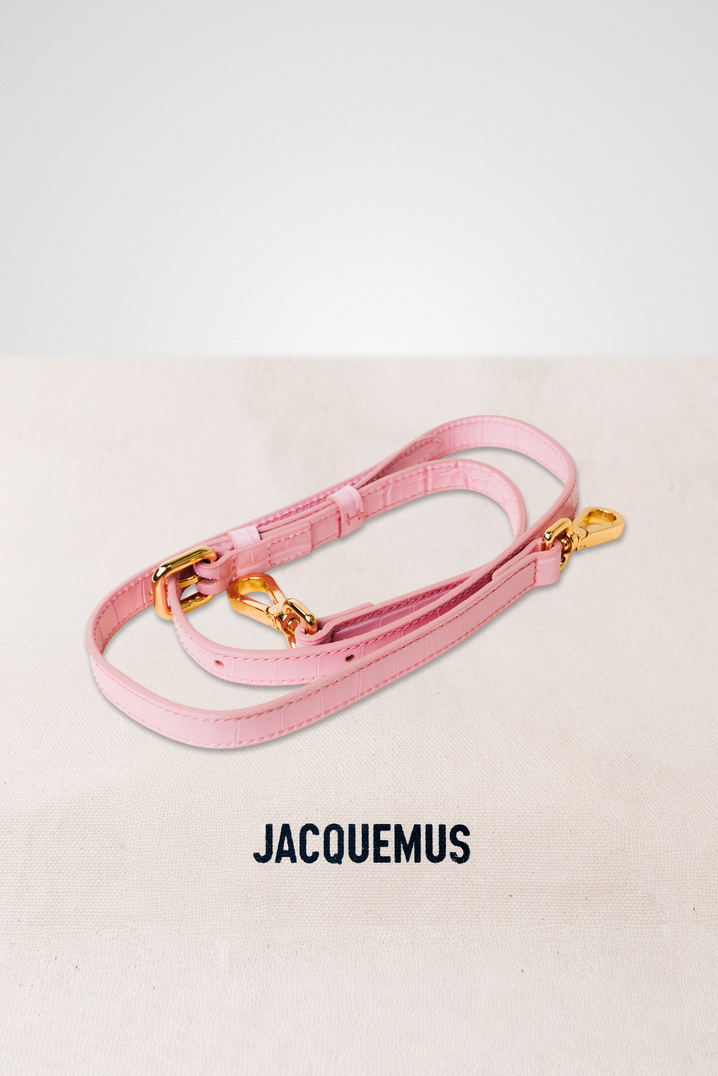 JACQUEMUS LE GRAND BAMBINO CROSSBODY FLAP BAG CROCO EMBOSSED PINK