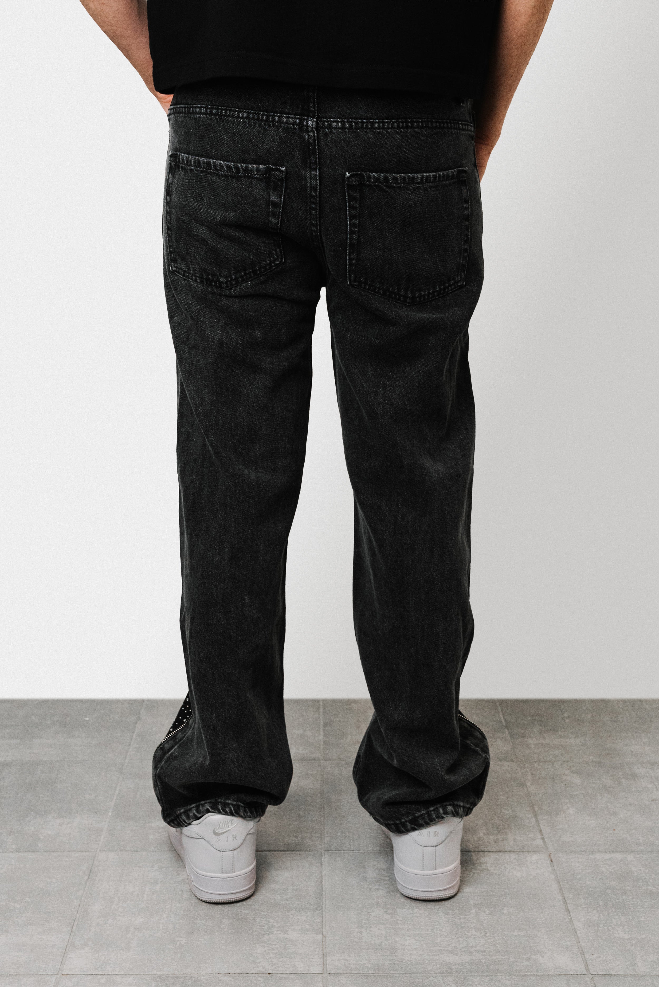 DENIM BLACK ZIP SPARCKLY JEANS - Replacement Brand