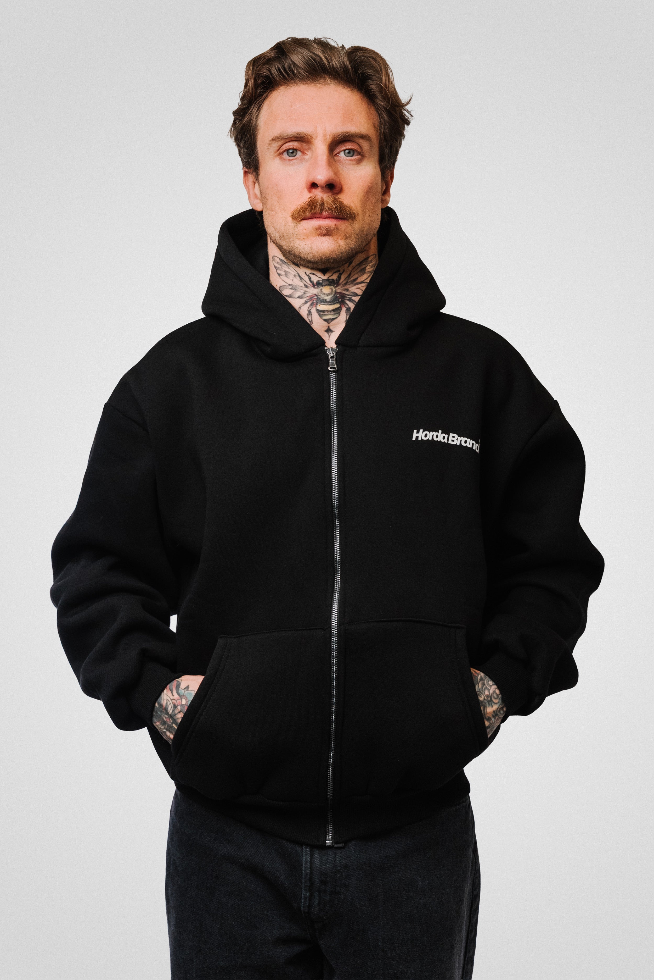 LOGO ZIP HOODIE BLACK - Horda Brand