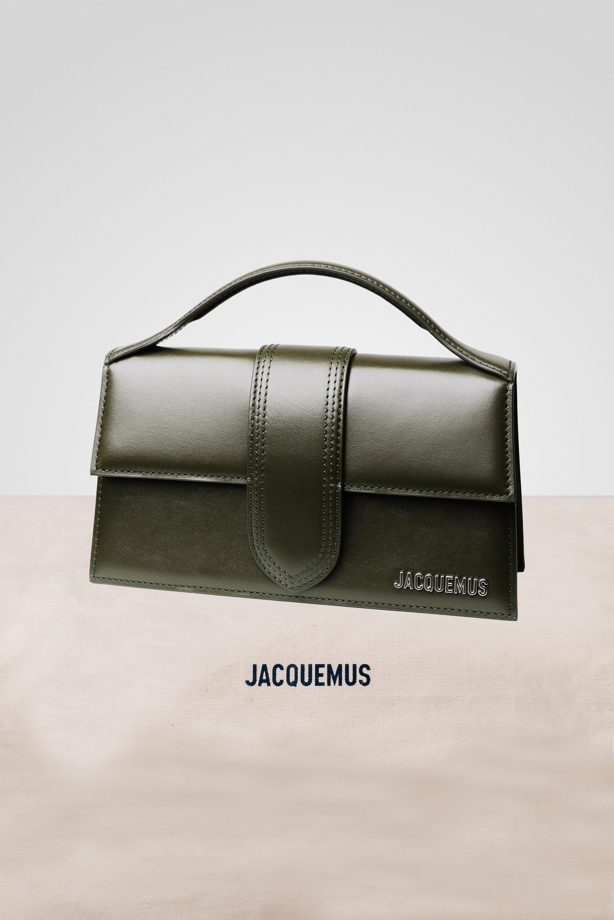 JACQUEMUS LE GRAND BAMBINO CROSSBODY FLAP BAG DARK OLIVE