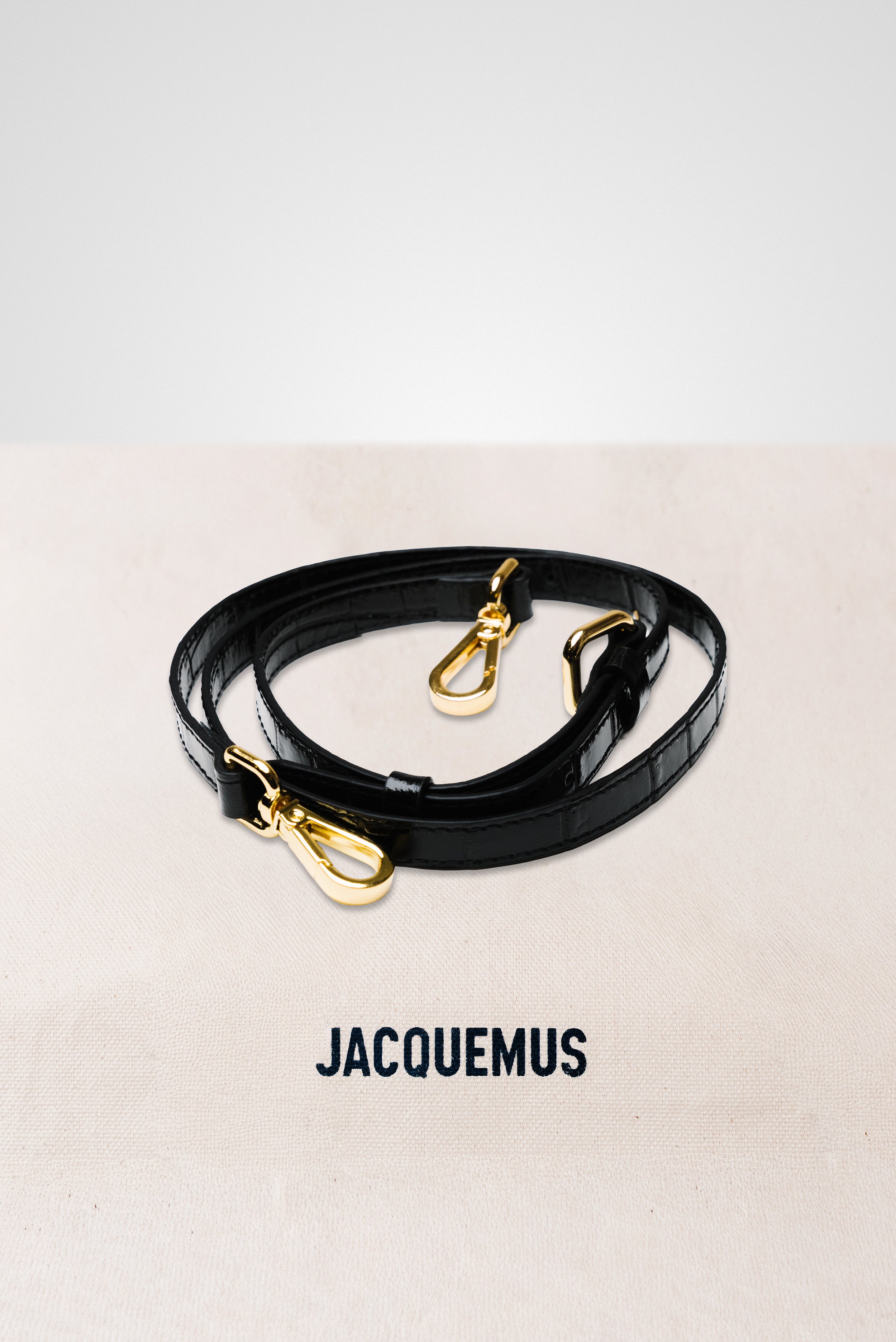 JACQUEMUS LE GRAND BAMBINO CROSSBODY FLAP BAG CROCO BLACK