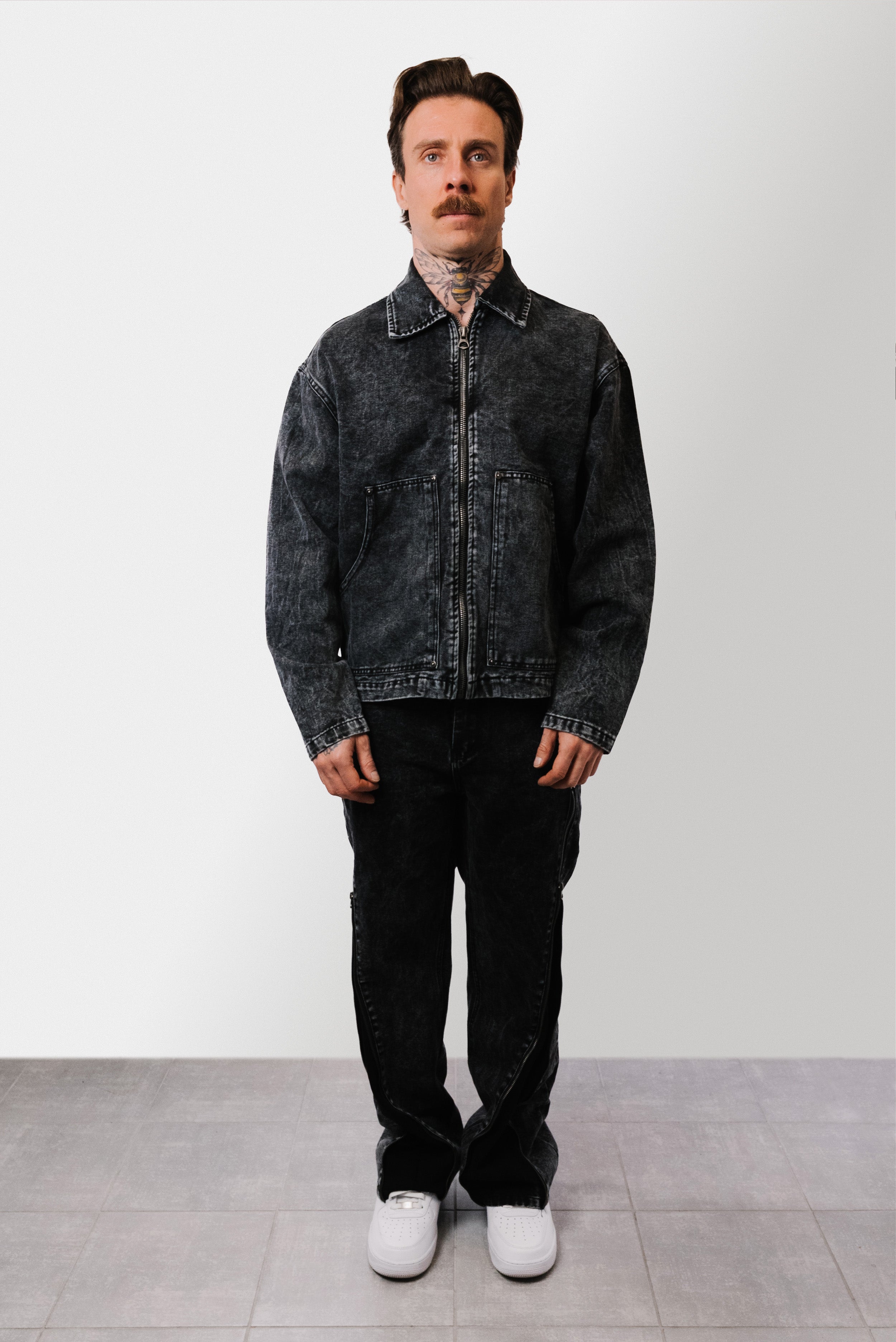 BLACK ZIPPED DENIM SUIT - Replacement Brand