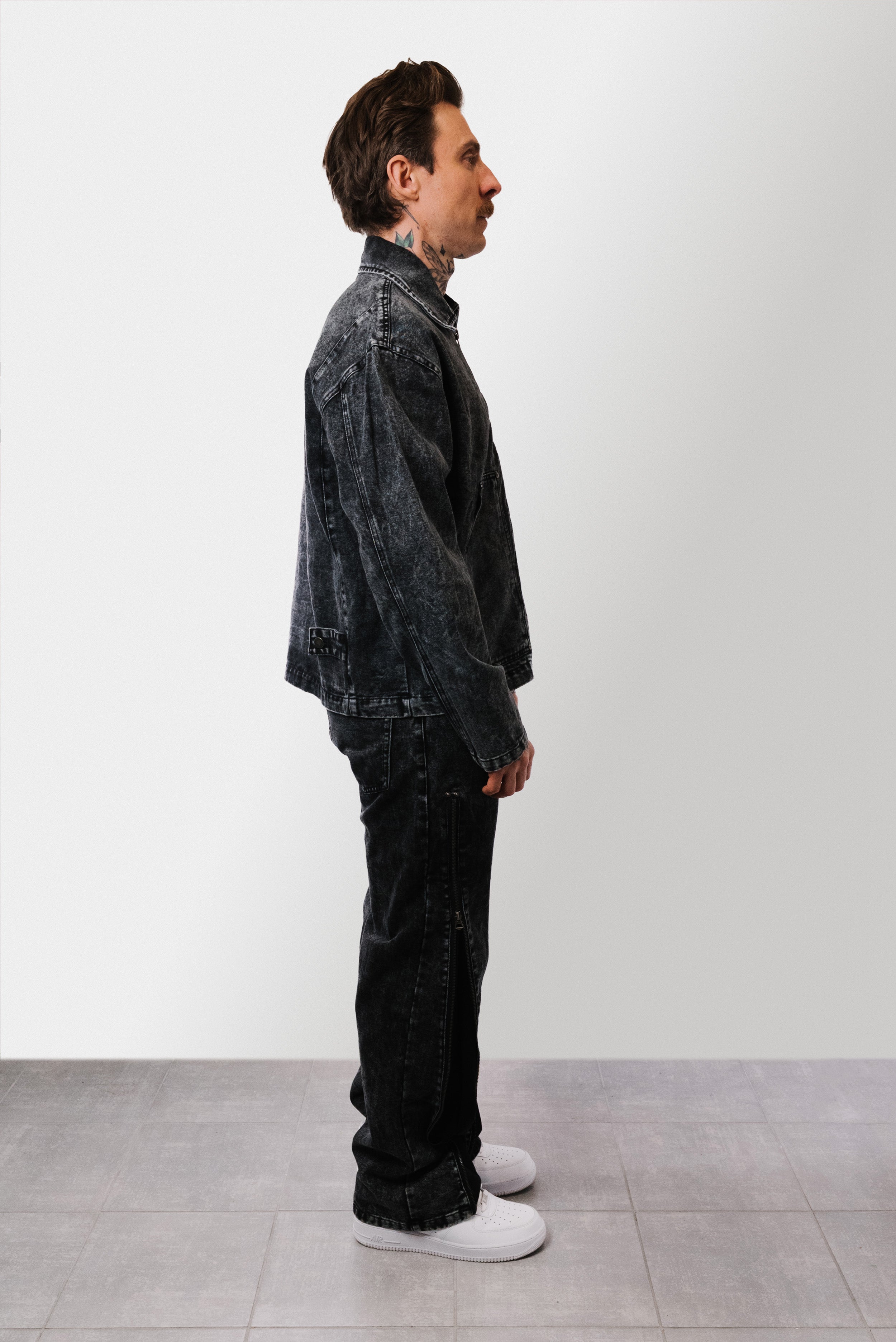 BLACK ZIPPED DENIM SUIT - Replacement Brand