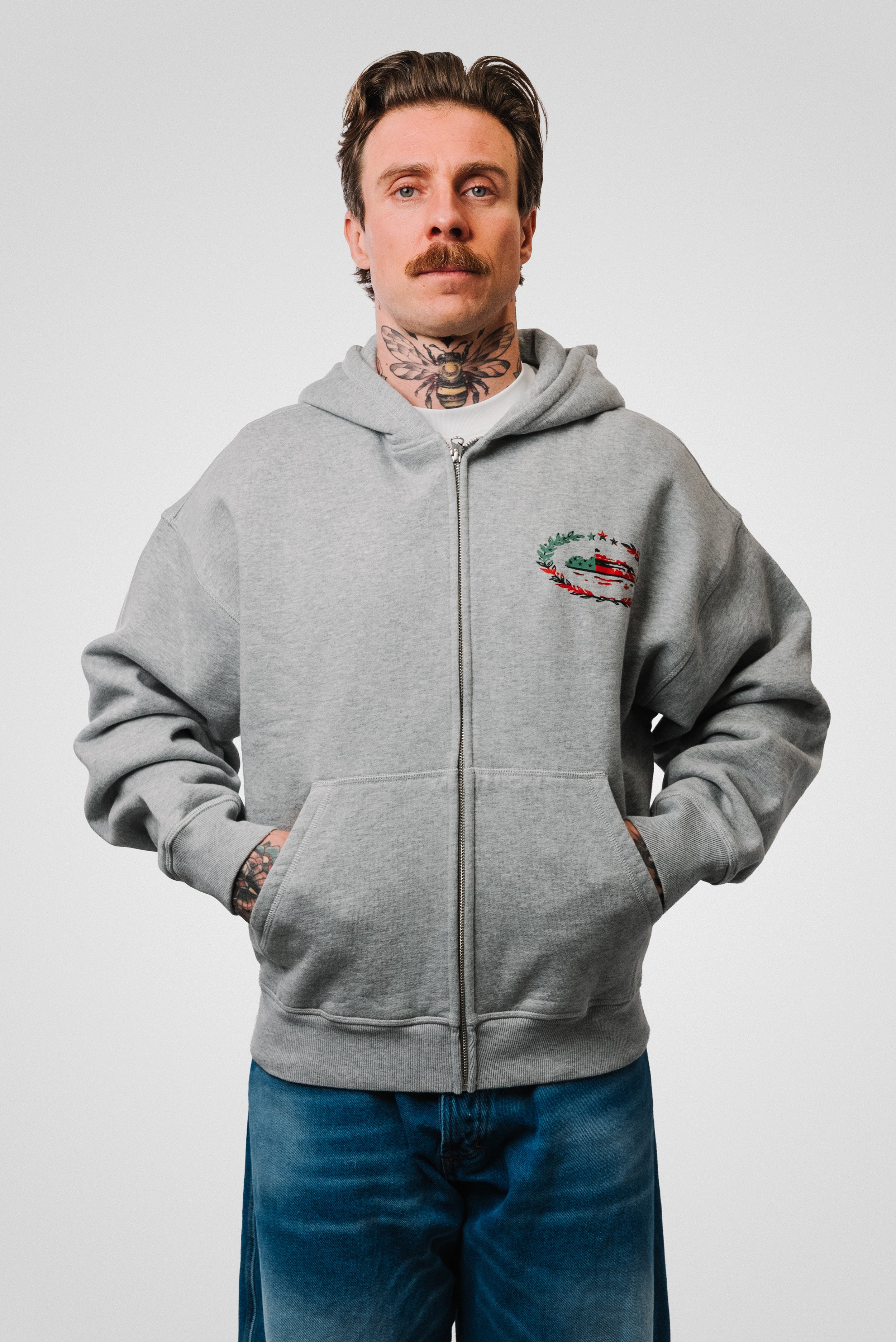 CORTEIZ ZIP HOODIE HEATHER GREY