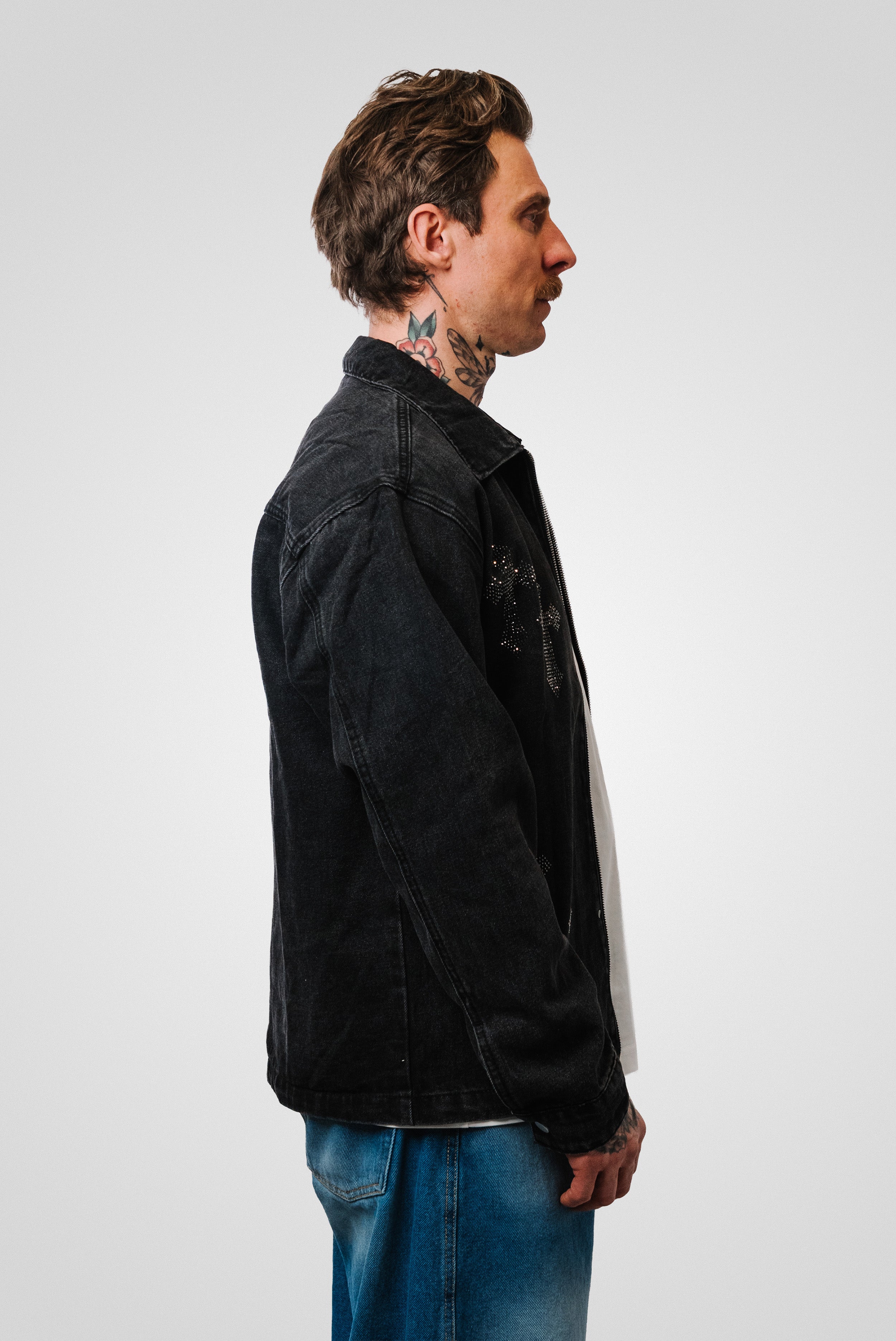 CROSS SPARCKLY BLACK DENIM JACKET - Replacement Brand