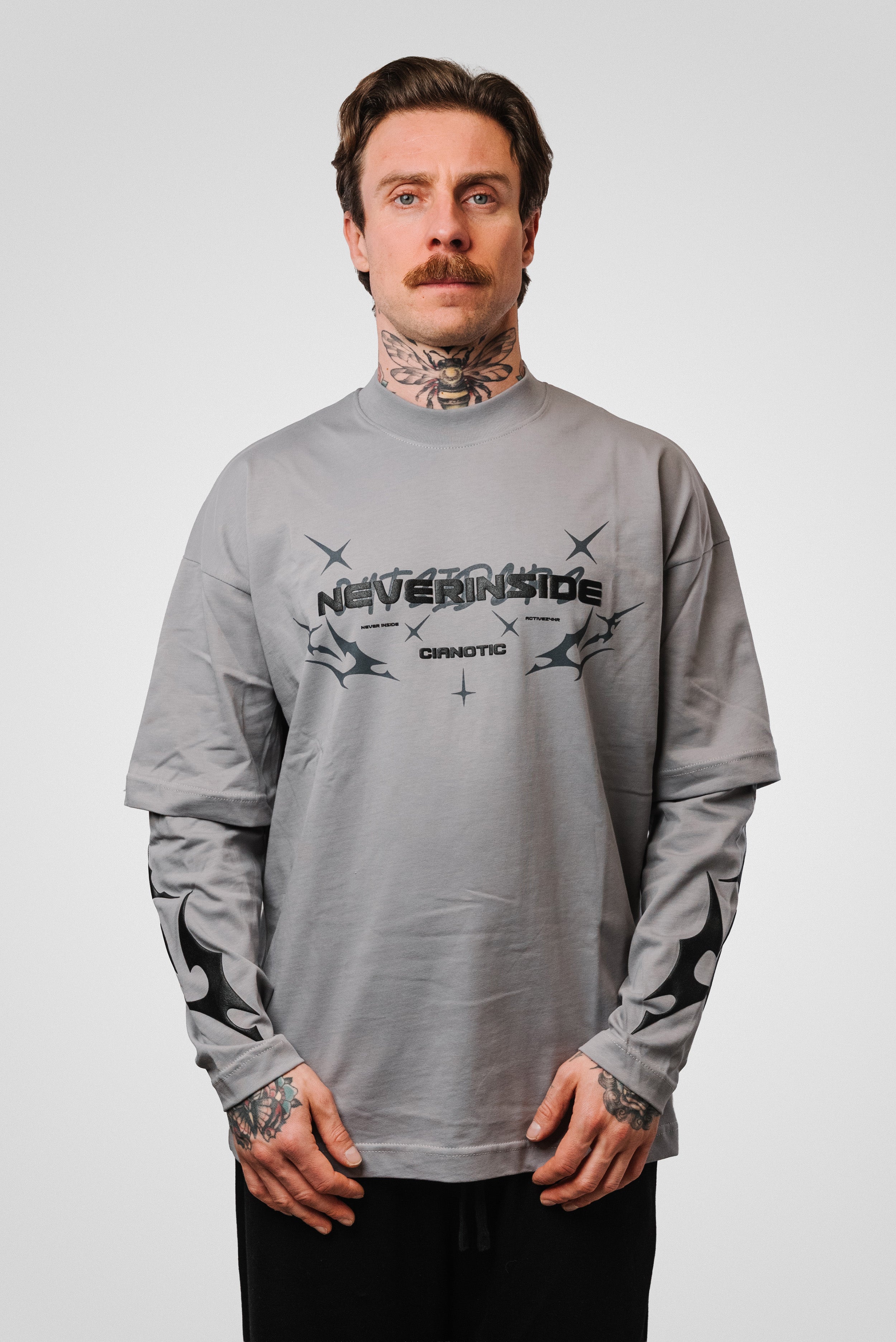 NEVER INSIDE DOUBLE LONGSLEEVE GREY