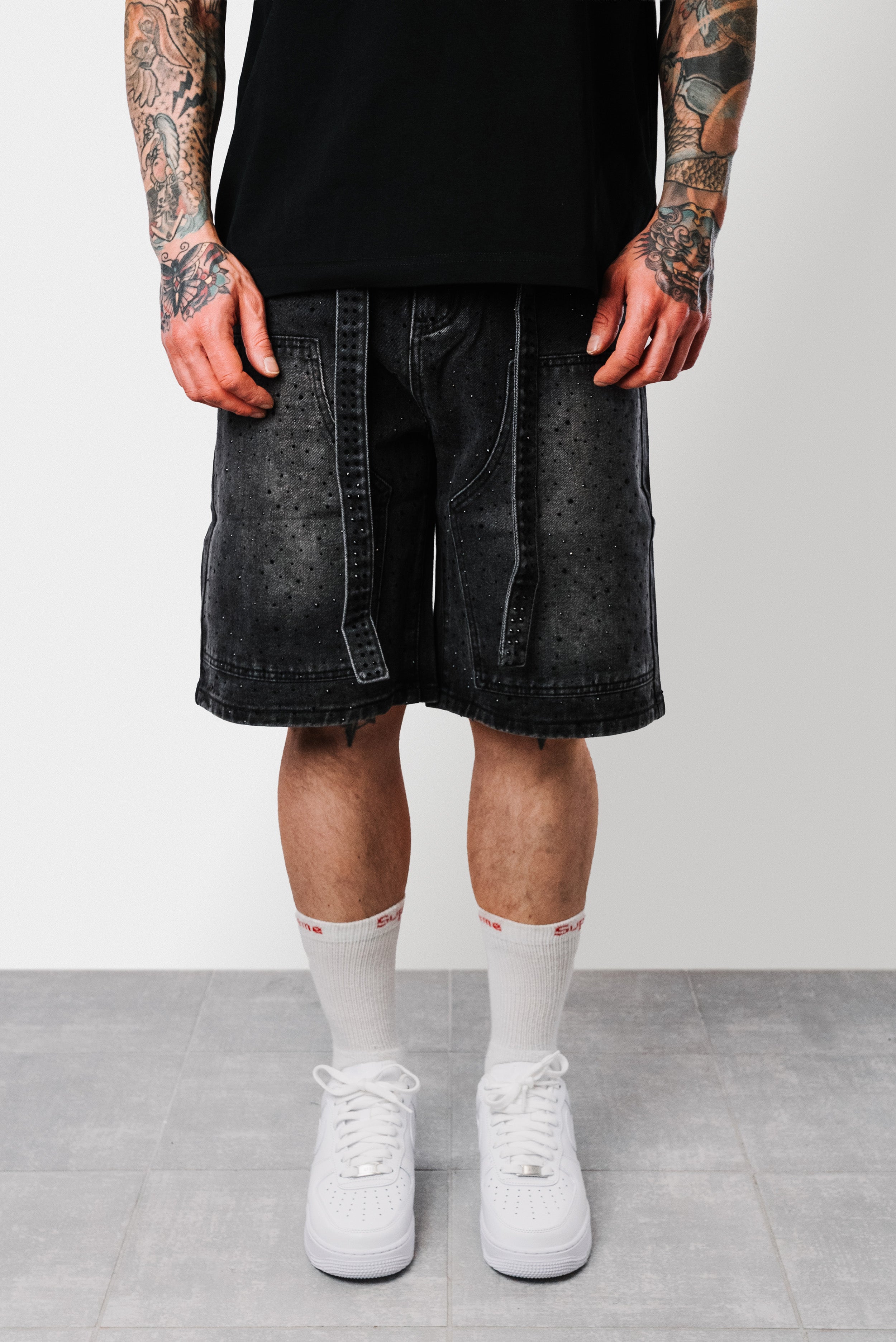 GLITTER DARK NIGHT BLACK SHORTS - Shoebuya Design