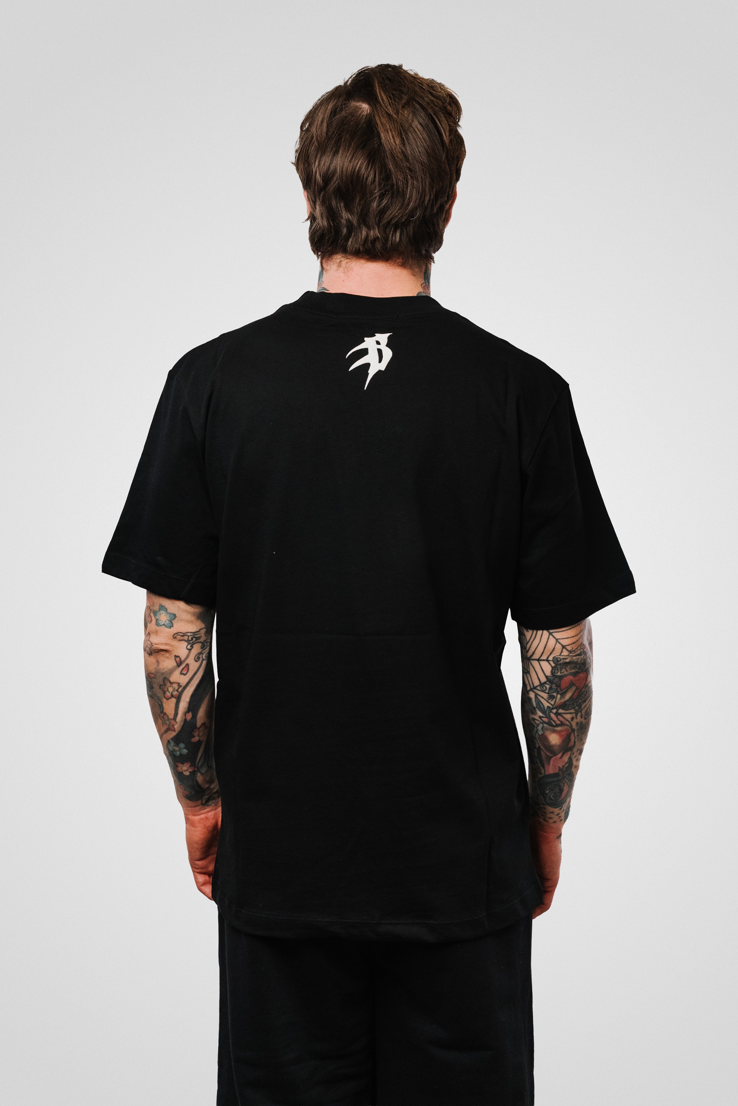 BLUE LOGO JERSEY TEE BLACK UNISEX - Barrow