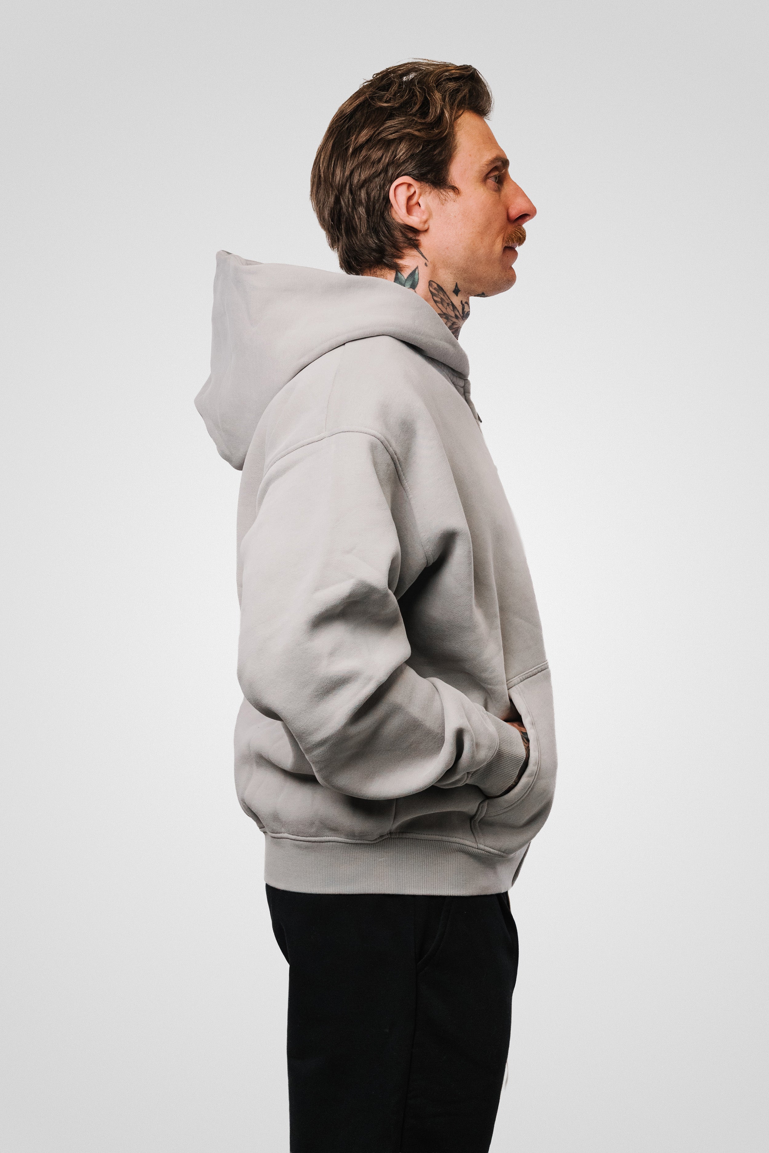 ZIP HOODIE FADED SPRAY LIGHT GREY - Shoebuya Design
