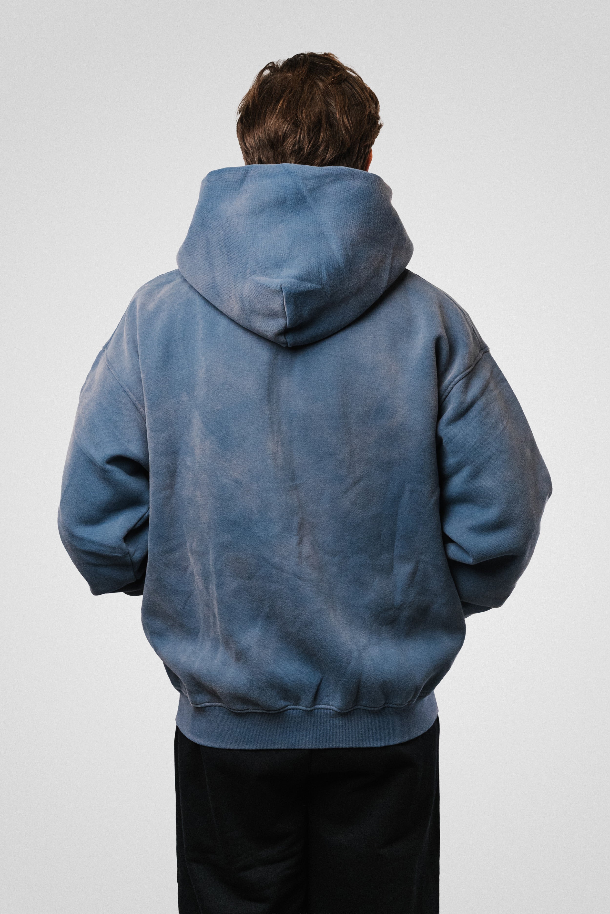 ZIP HOODIE FADED SPRAY LIGHT BLUE - Shoebuya Design