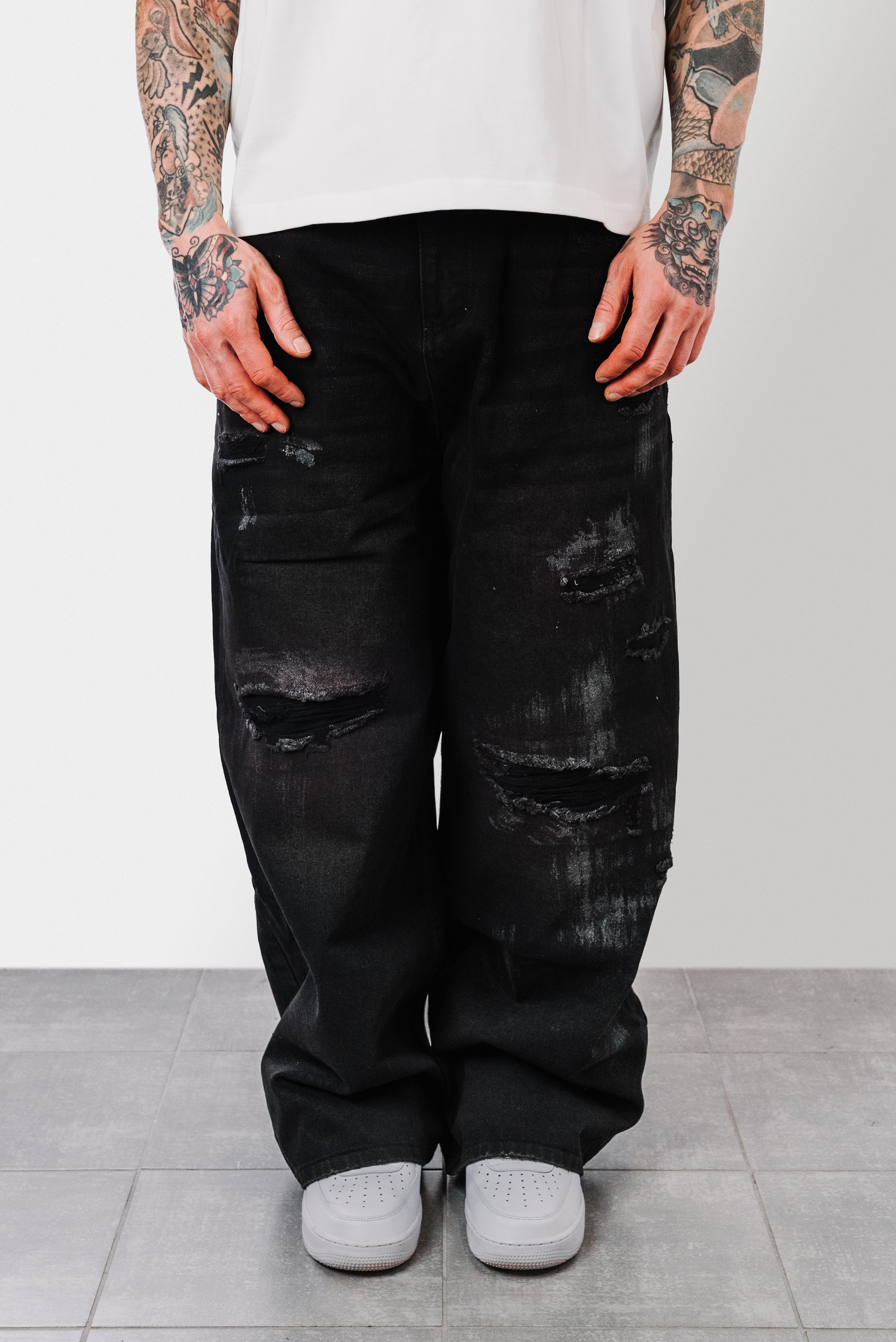 OVERTHINKING BLACK BAGGY JEANS - Shoebuya Design