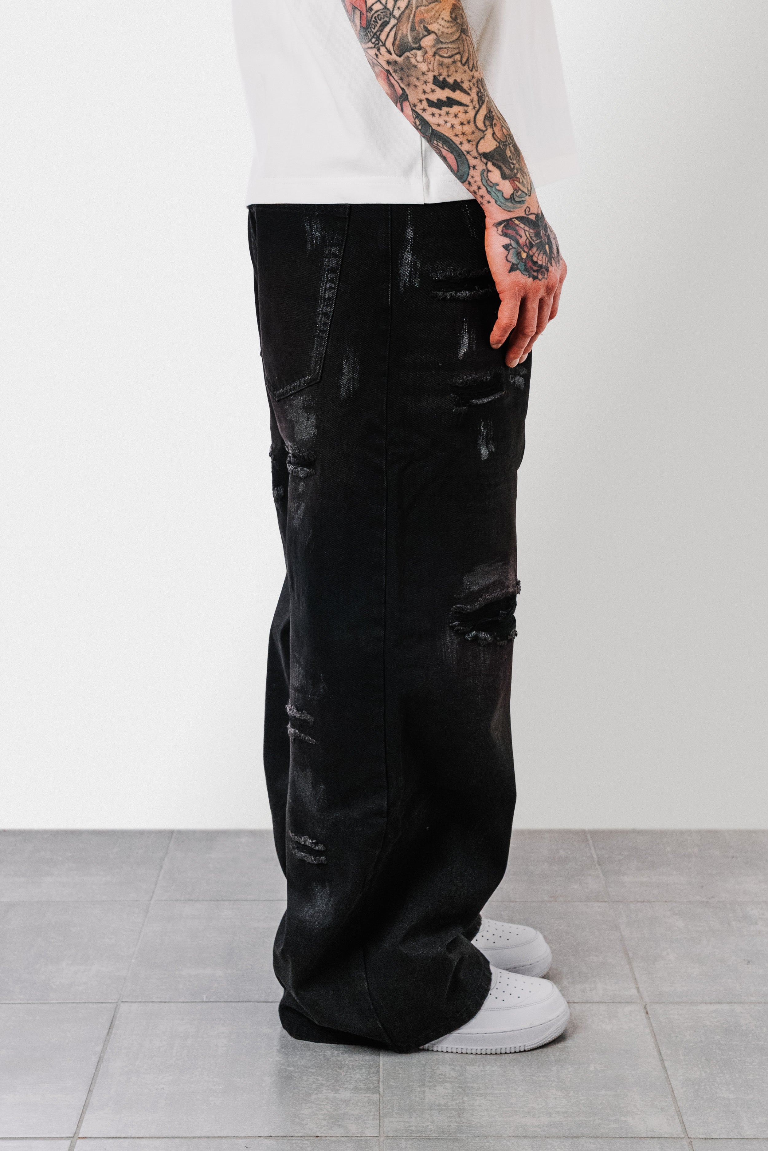 OVERTHINKING BLACK BAGGY JEANS - Shoebuya Design