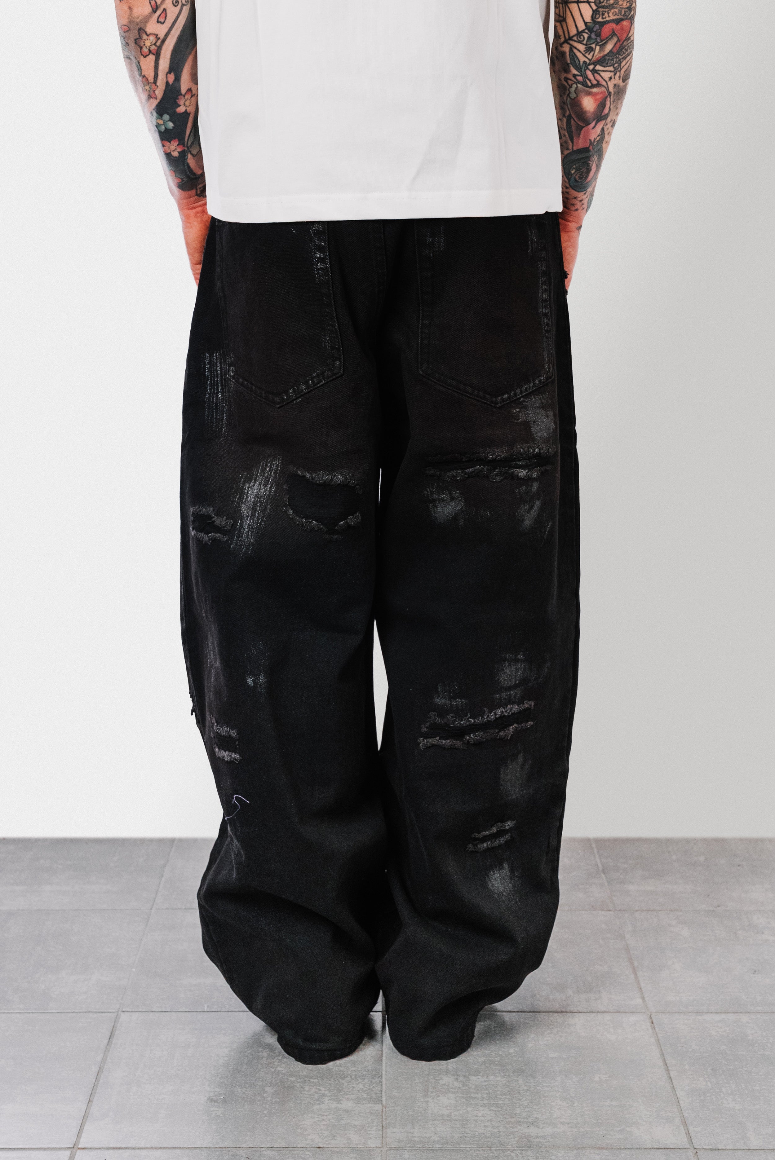 OVERTHINKING BLACK BAGGY JEANS - Shoebuya Design