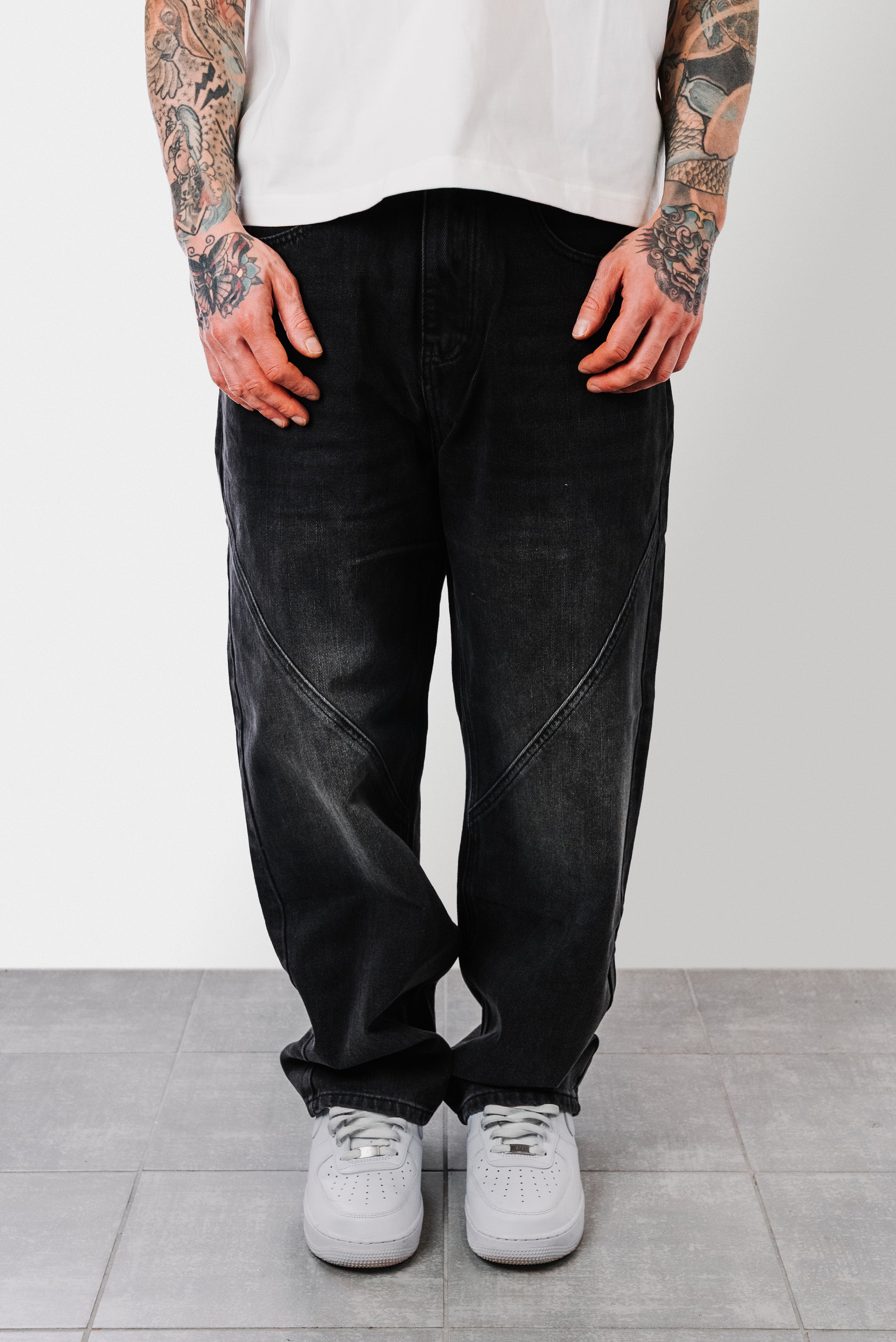 BUYA WASHED BLACK BAGGY JEANS - Shoebuya Design