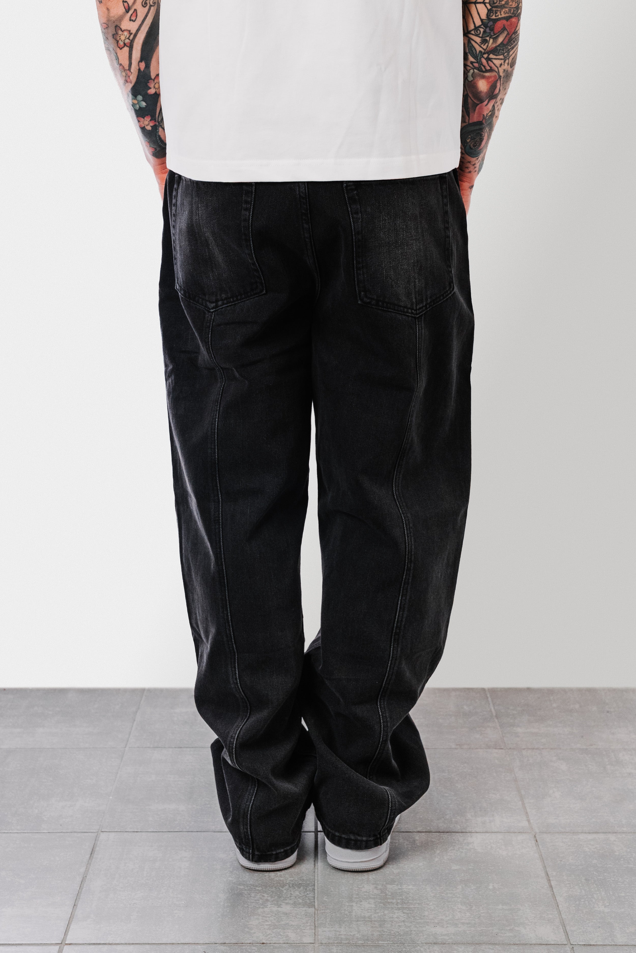 BUYA WASHED BLACK BAGGY JEANS - Shoebuya Design