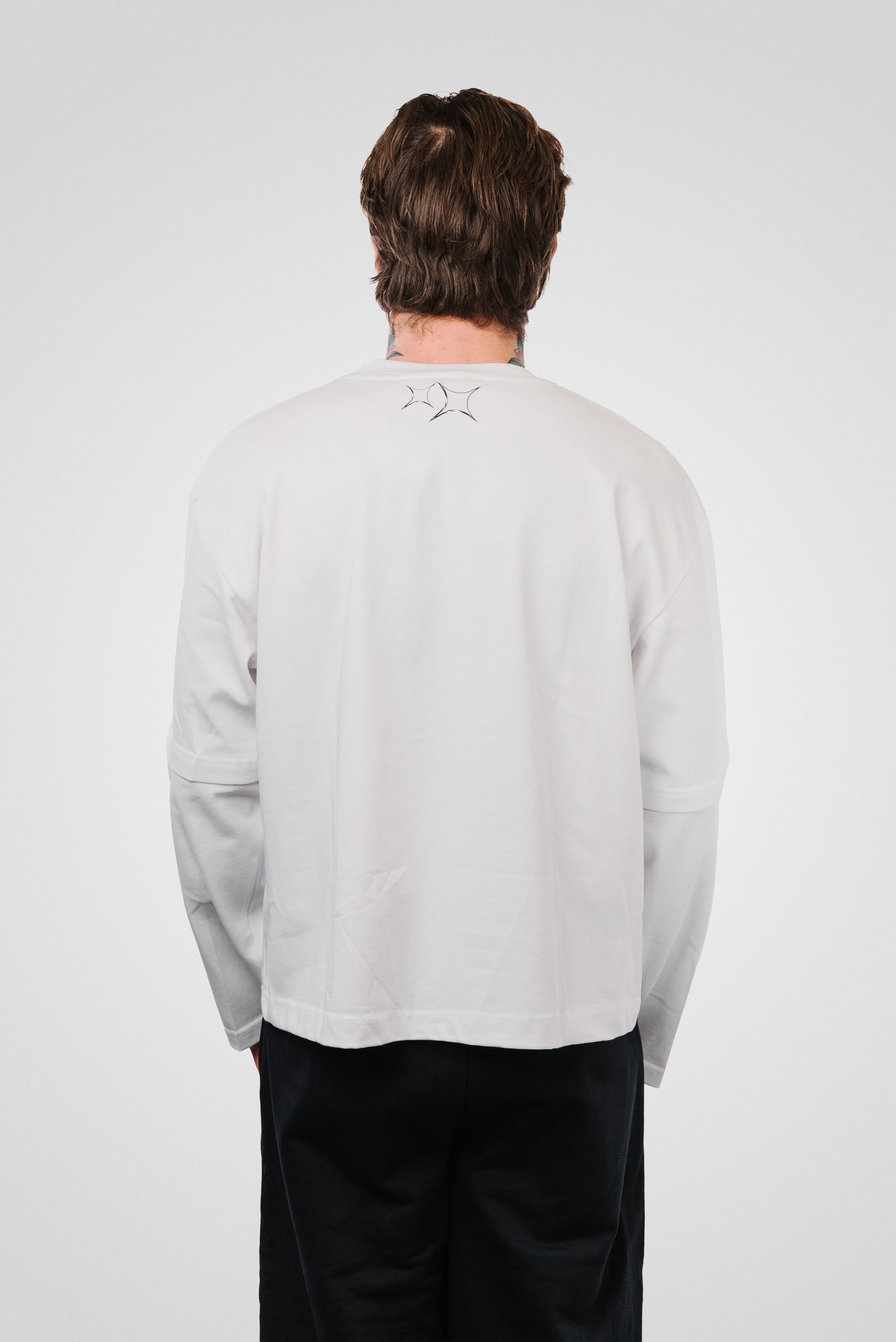 STAR DOUBLE BOXY LONGSLEEVE TEE WHITE -Replacement Brand