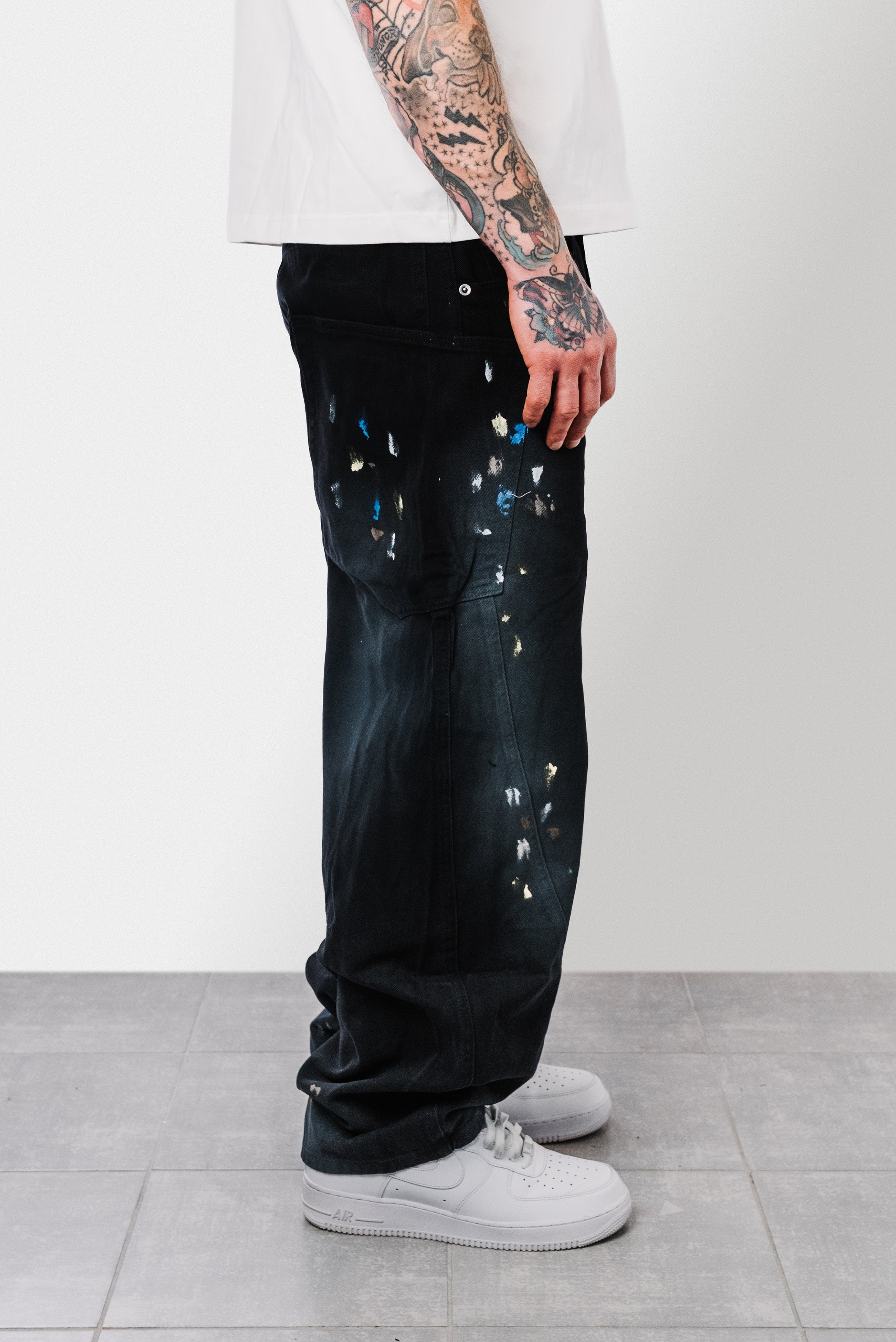 BLUE & YELLOW PAINT BALLOON BLACKJEANS - Shoebuya Design