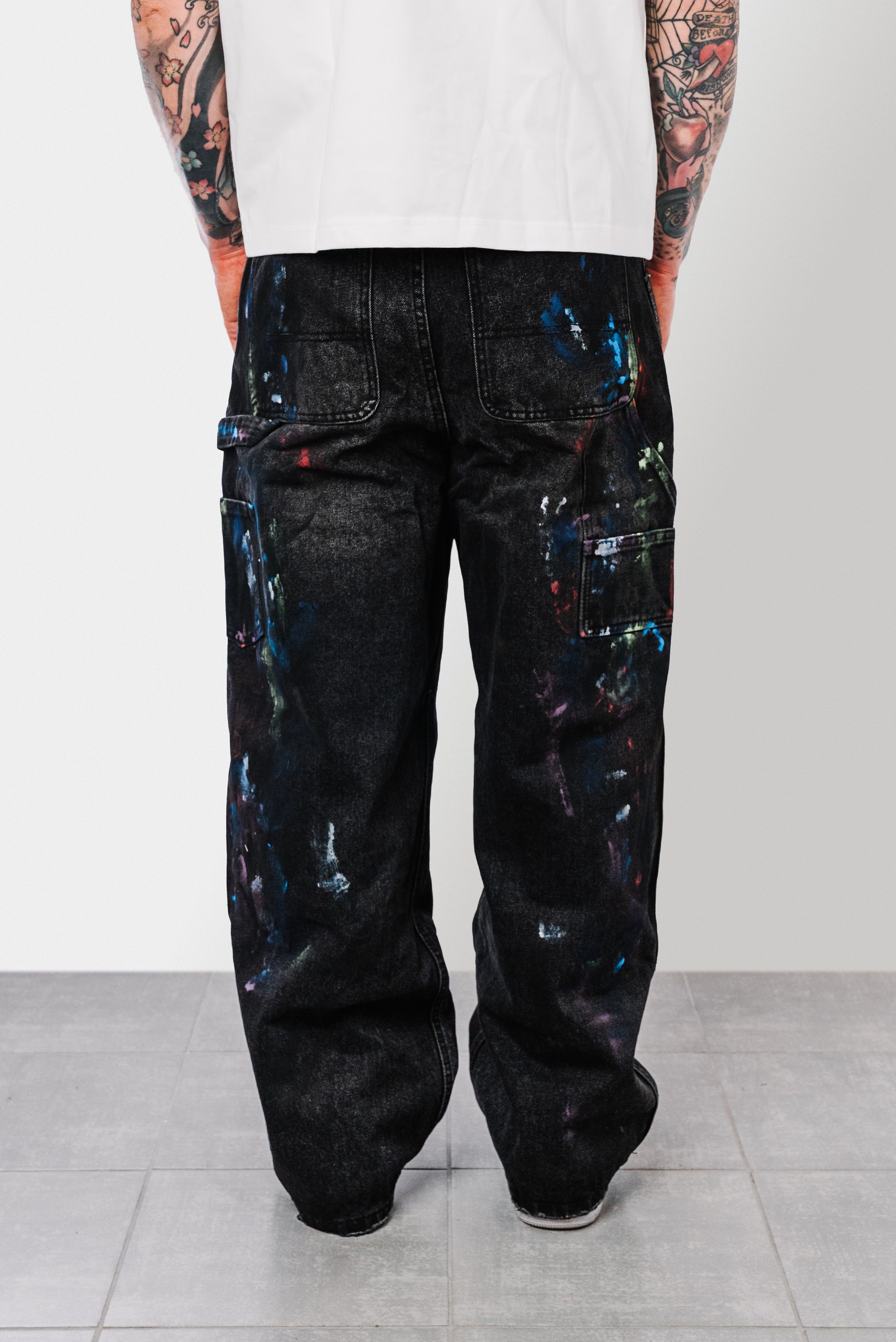MULTICOLOR PAINT BAGGY BLACK JEANS