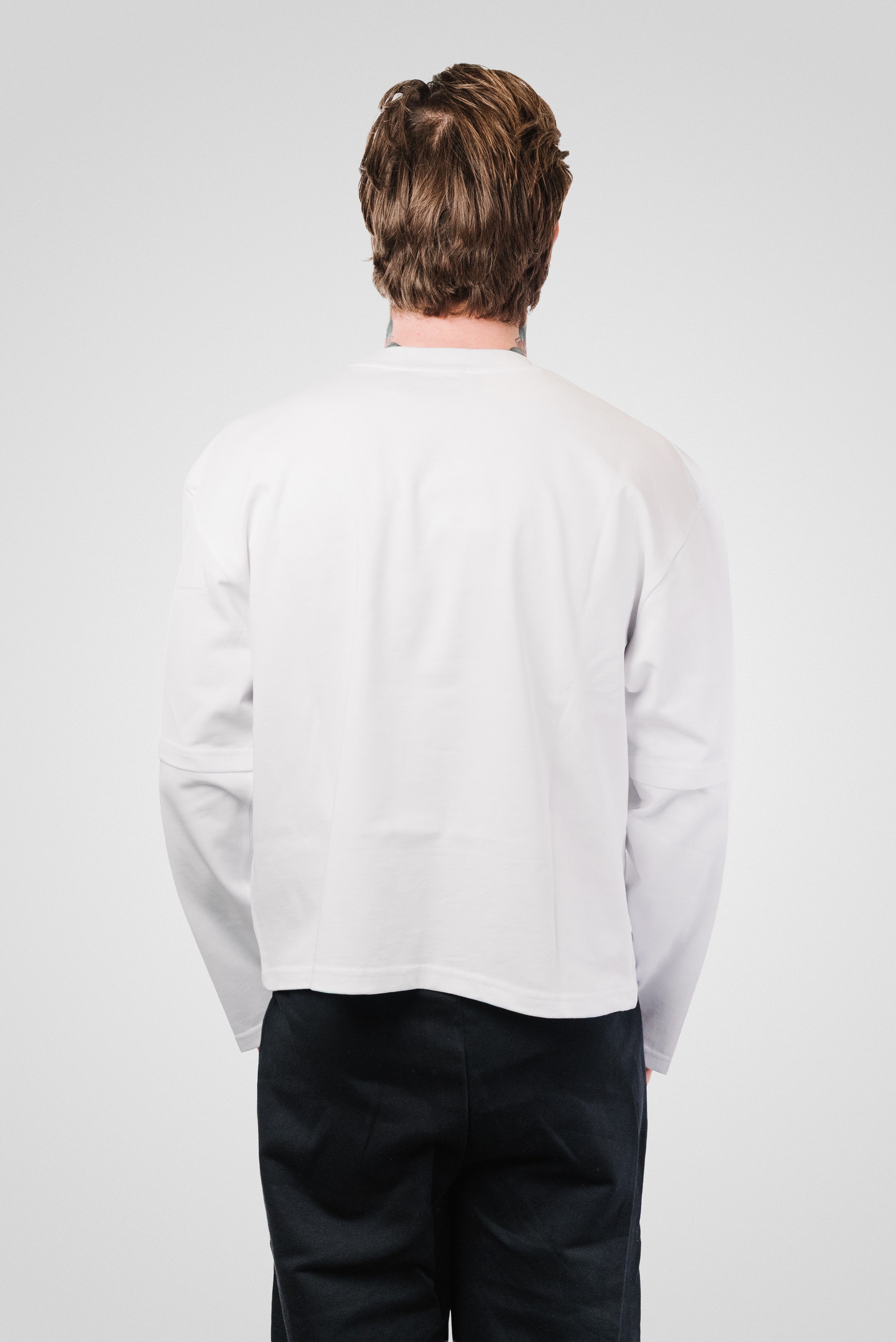 BUTTERFLY DOUBLE BOXY LONGSLEEVE TEE WHITE -Replacement Brand