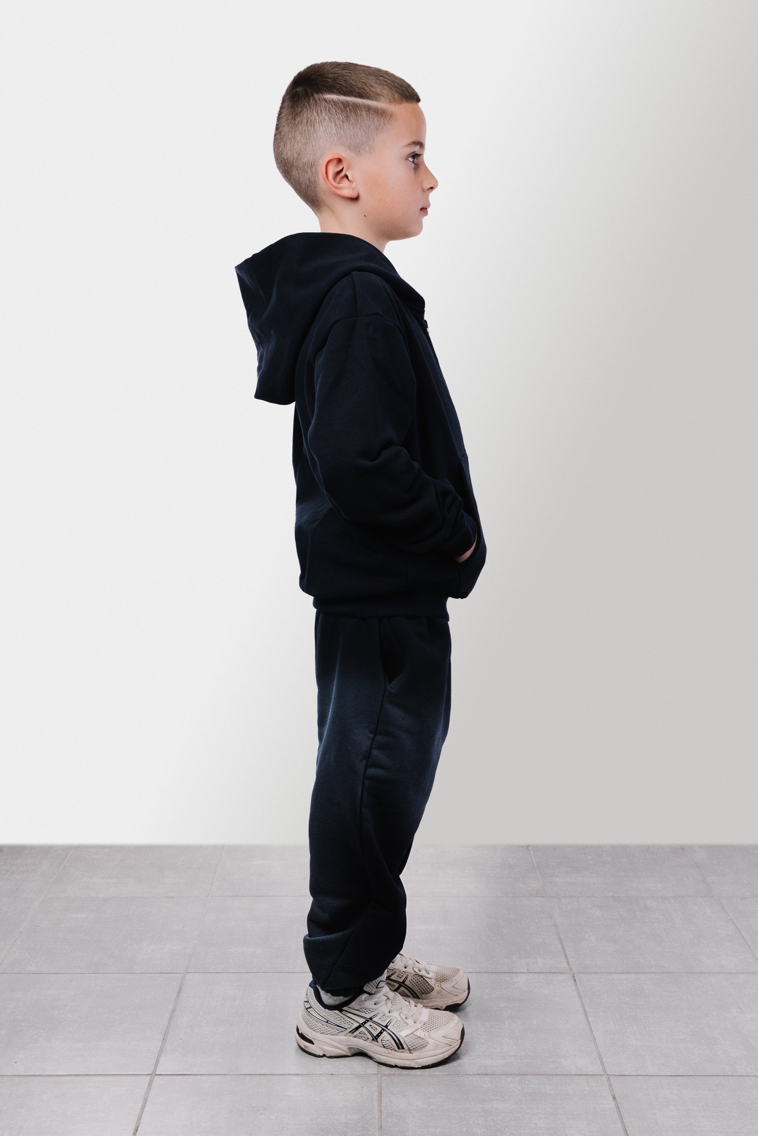 HOODIE ZIP BLUE LOGO WHITE BABY - Nabu Brand