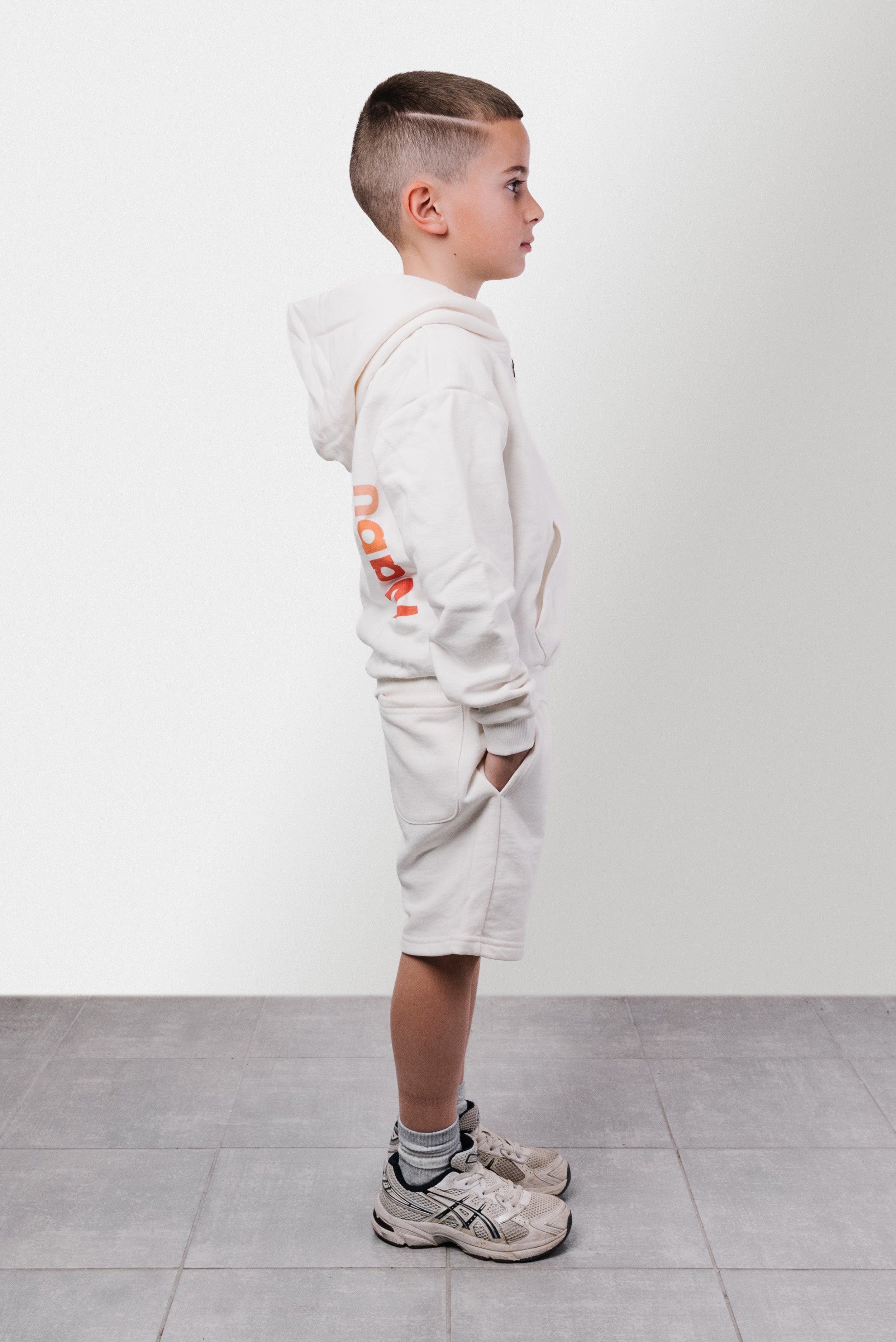 HOODIE ZIP CREAM LOGO ORANGE BABY - Nabu Brand