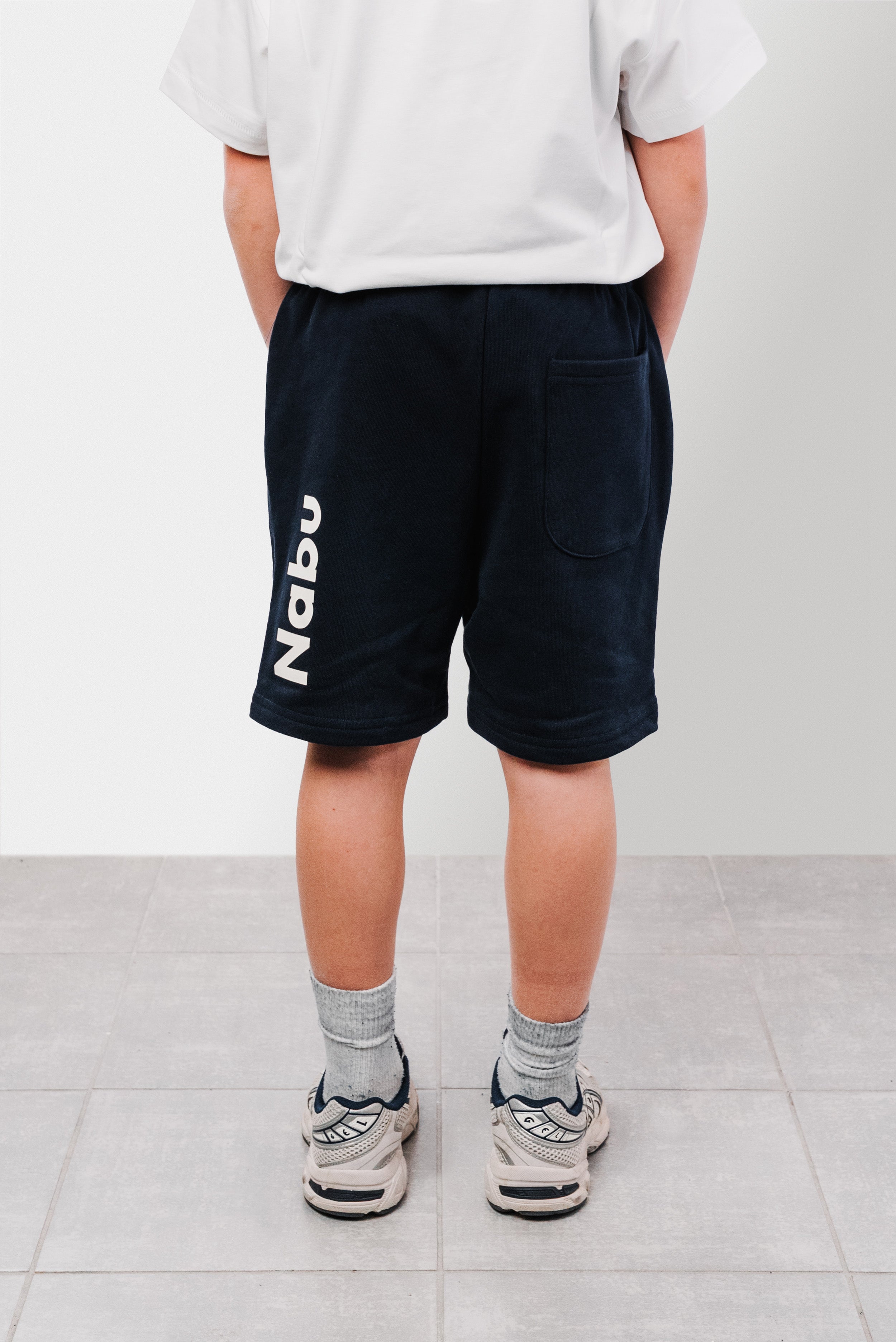 SHORTS BLUE LOGO WHITE BABY - Nabu Brand