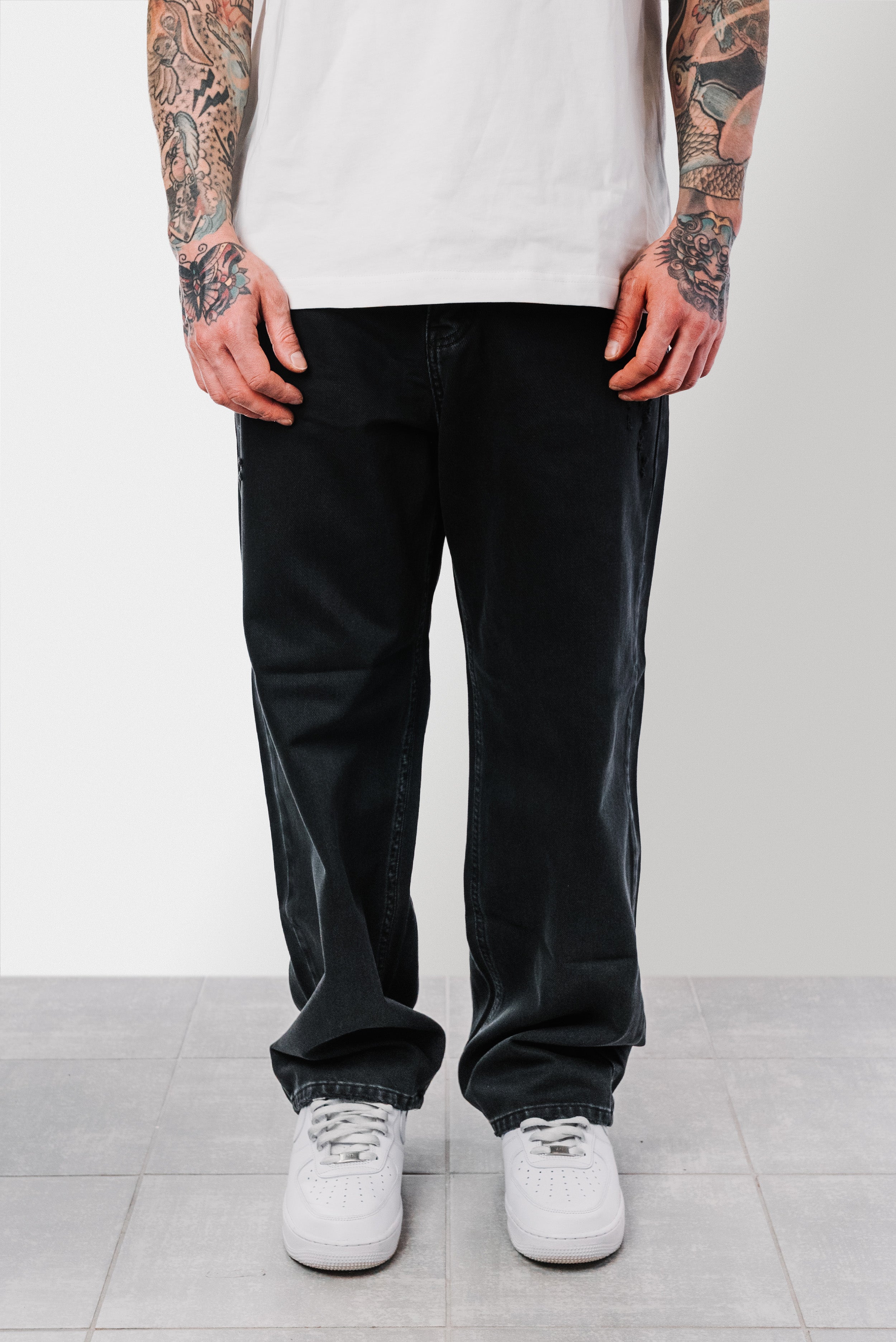 OLD DYE SUPER BAGGY DENIM BLACK JEANS