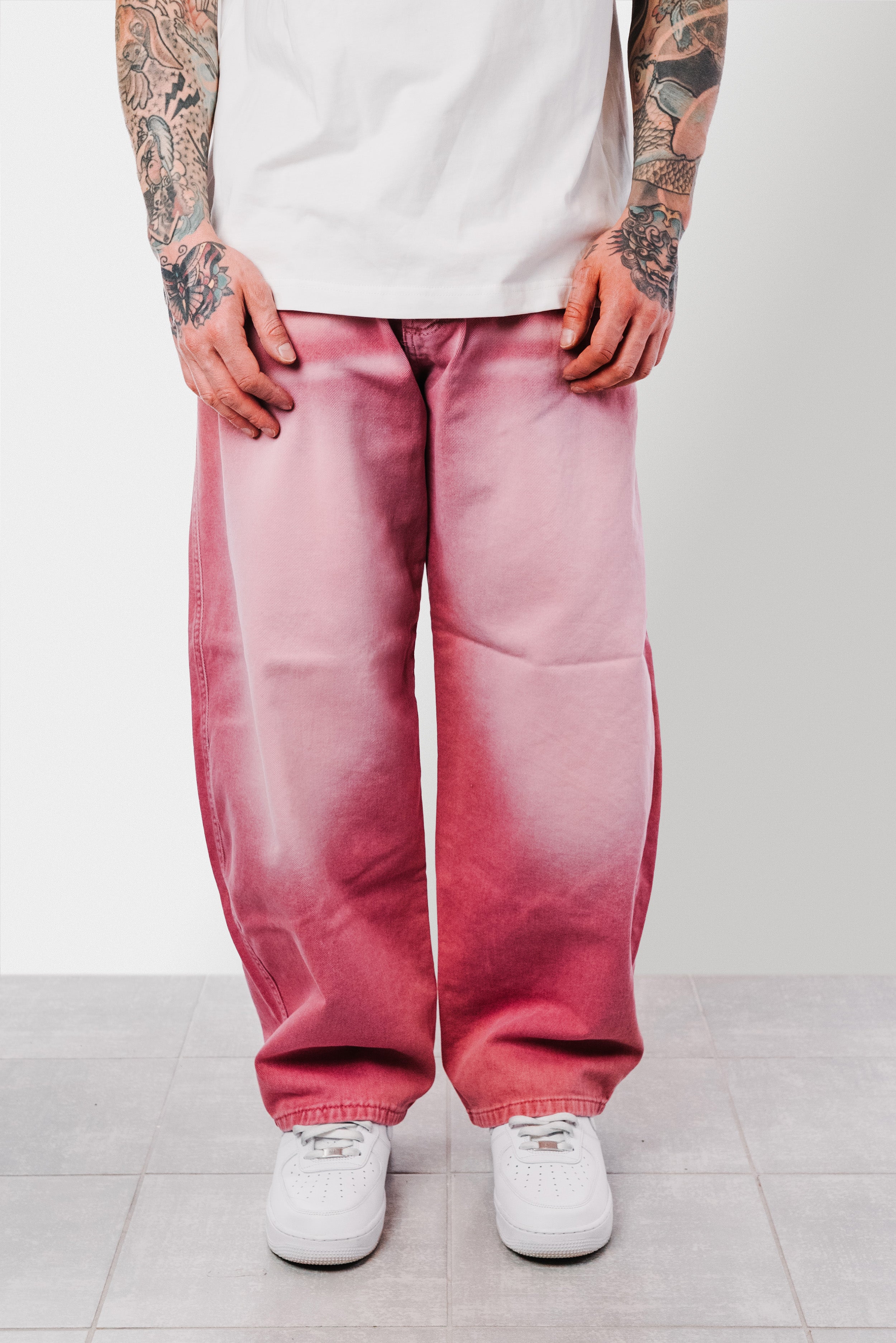 WASHED SUPER BAGGY DENIM PINK JEANS