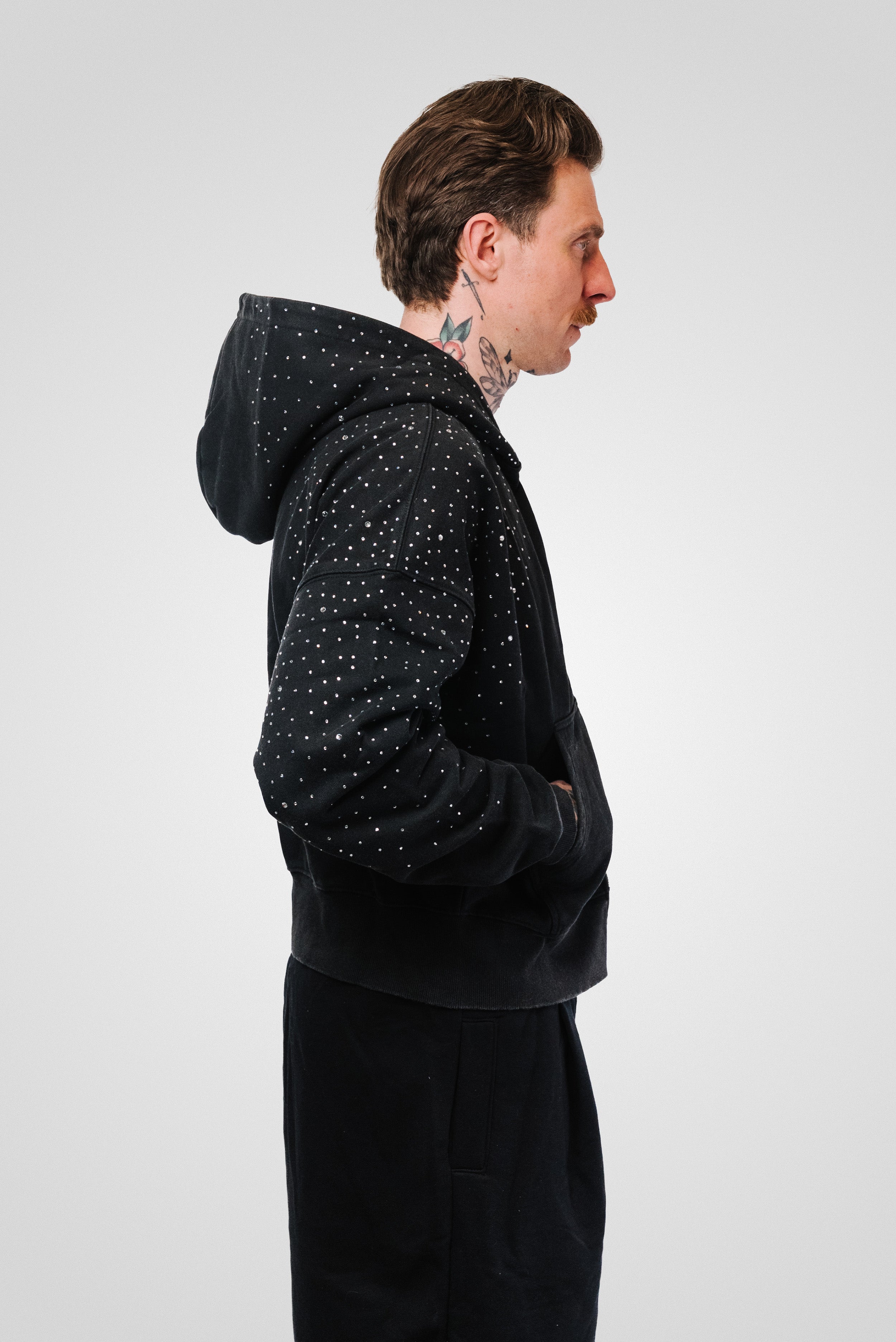 E GLITTER LOGO ZIP HOODIE - TheDoubleE