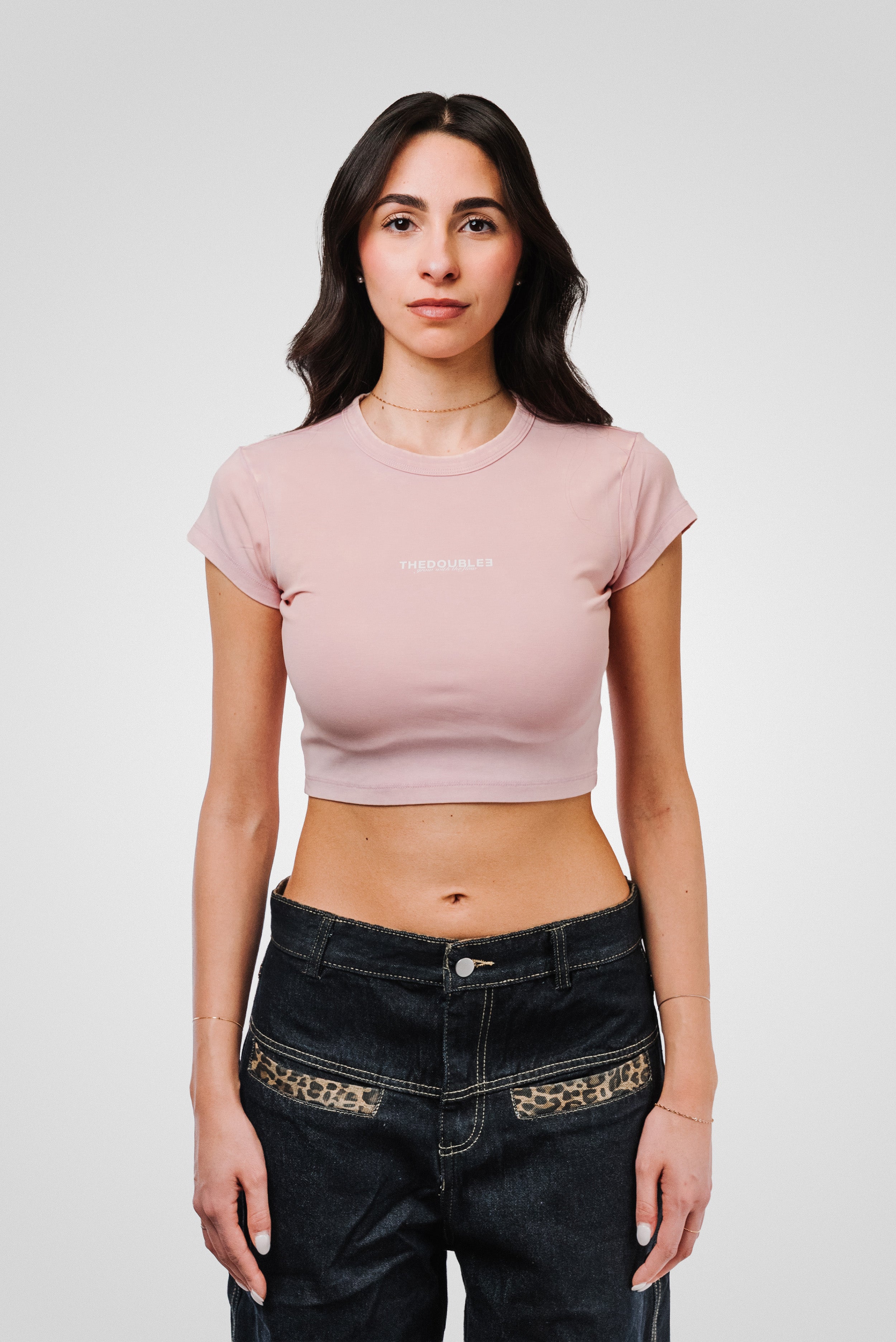 WOMEN LOGO WASHED PINK TOP - TheDoubleE