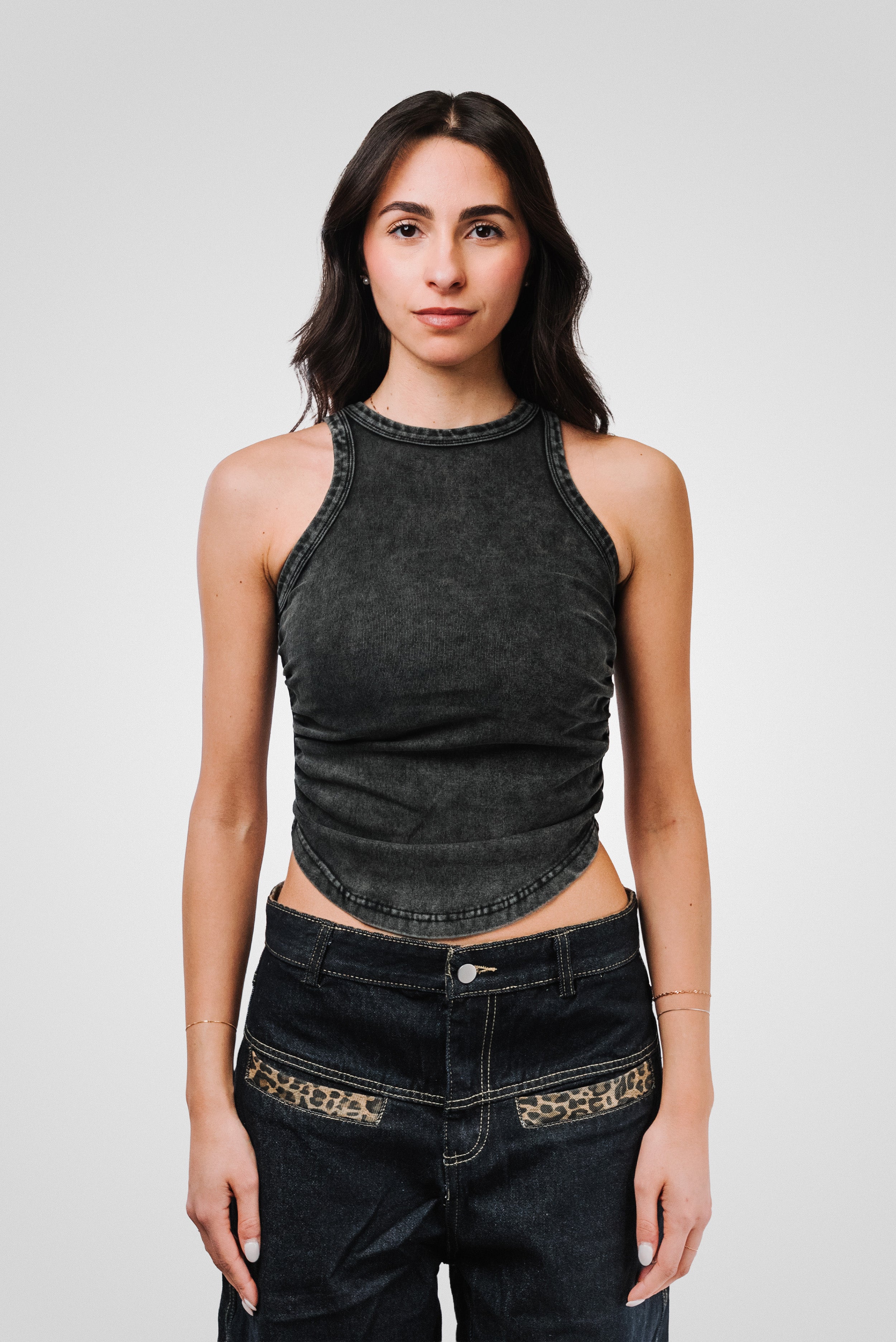 THE TANK TOP WOMEN WASHED BLACK - TheDoubleE