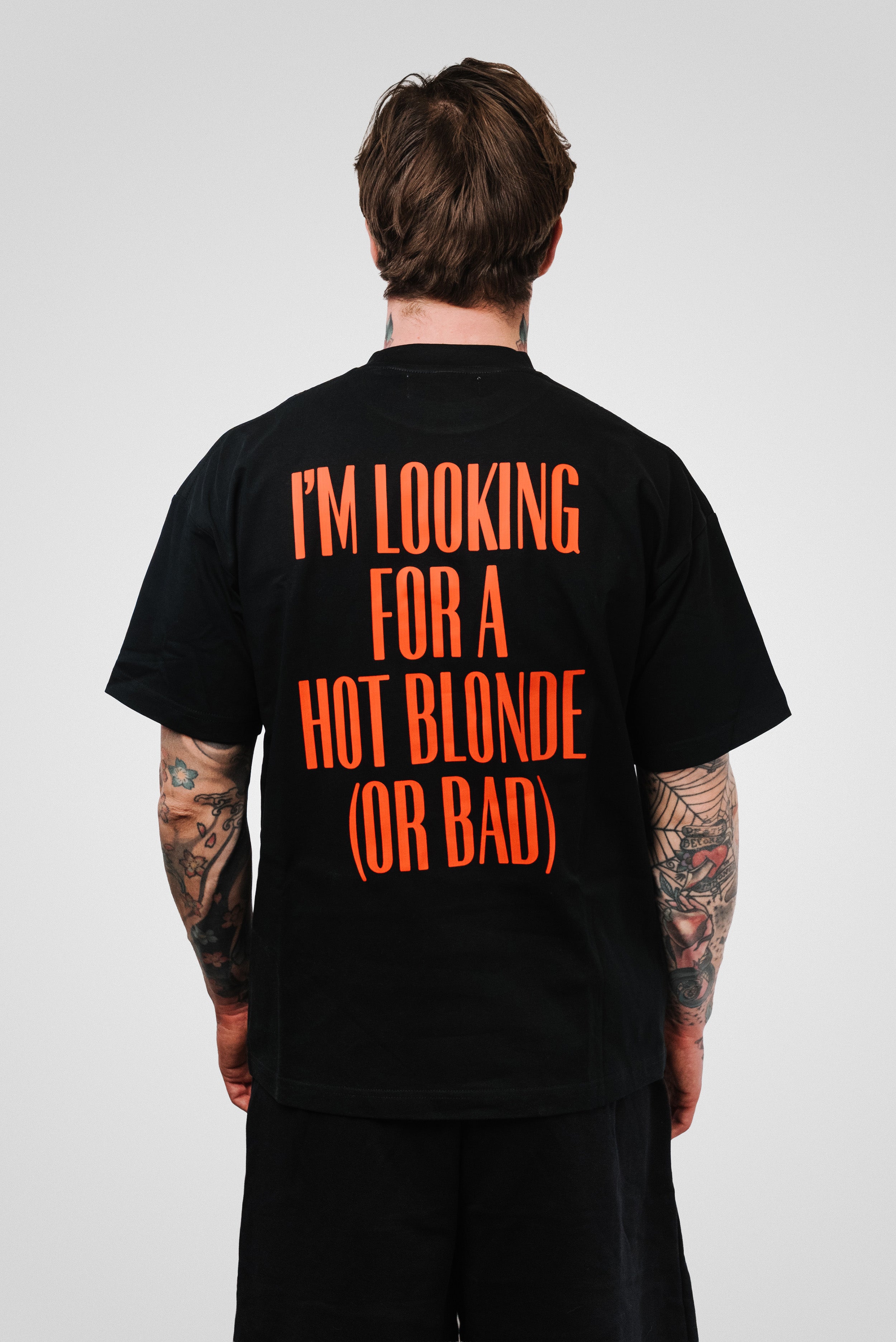HOT OR BAD BLONDE BLACK TEE - Shoebuya Design