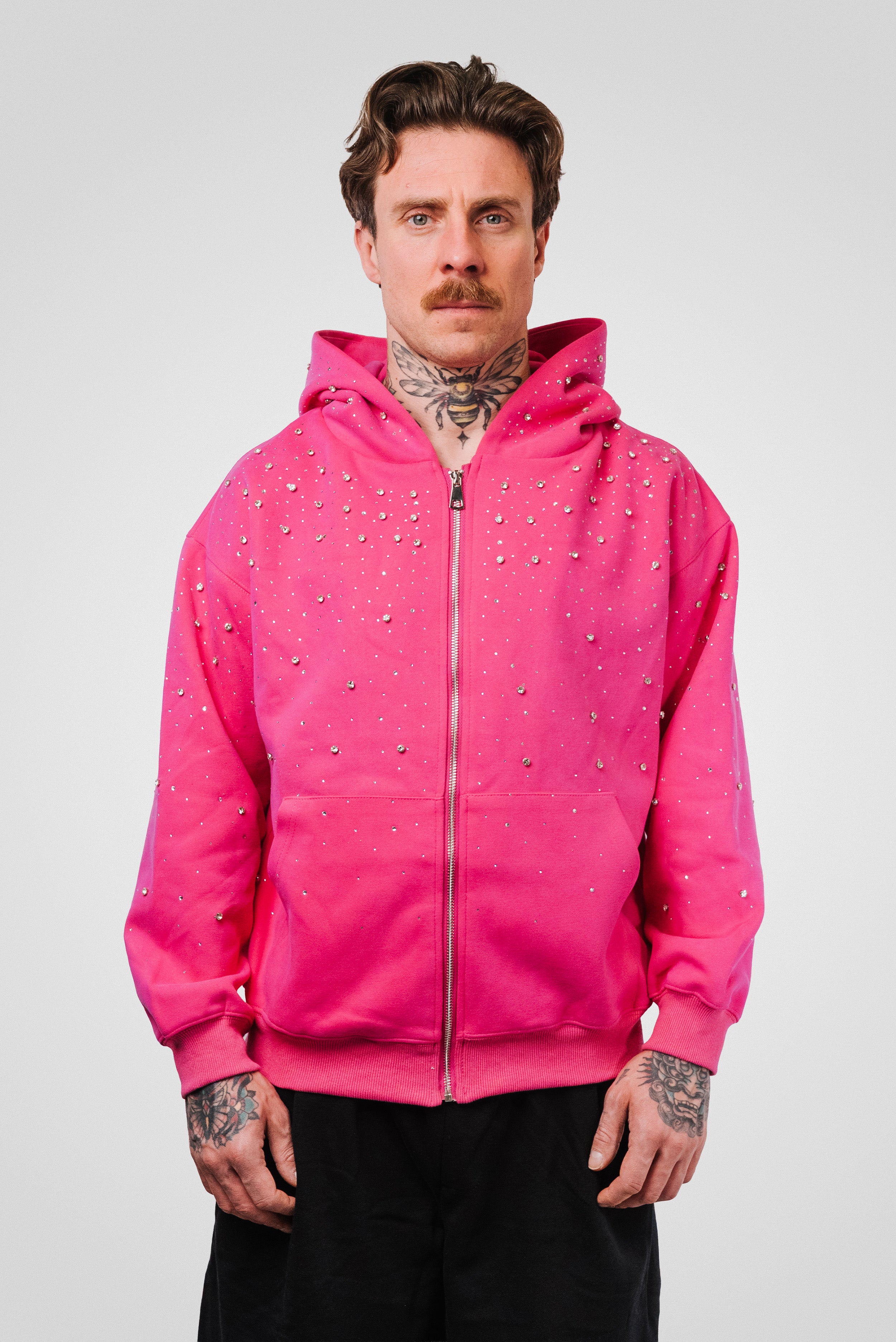 PINK BADDIE GLITTER ZIP HOODIE - Shoebuya Design